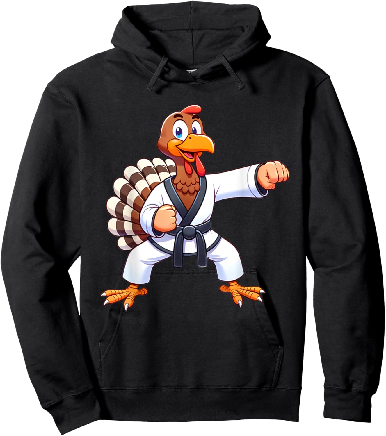 Thanksgiving MMA Kickboxing Judo Karate Turkey Kids Teens Hoodie - Hoodie | Black