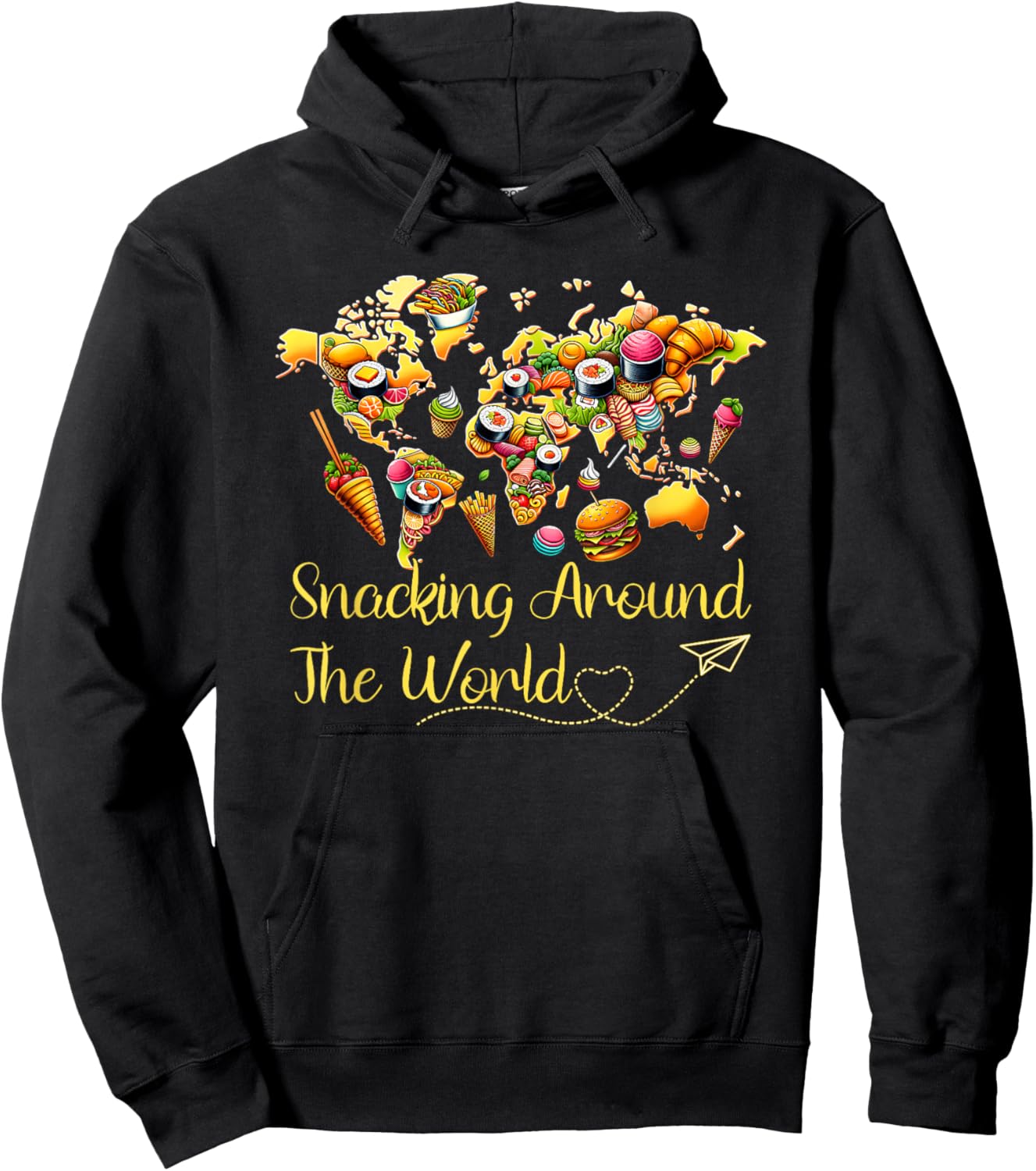 Snacking Around The World Funny Global Food Hoodie - Hoodie | Black