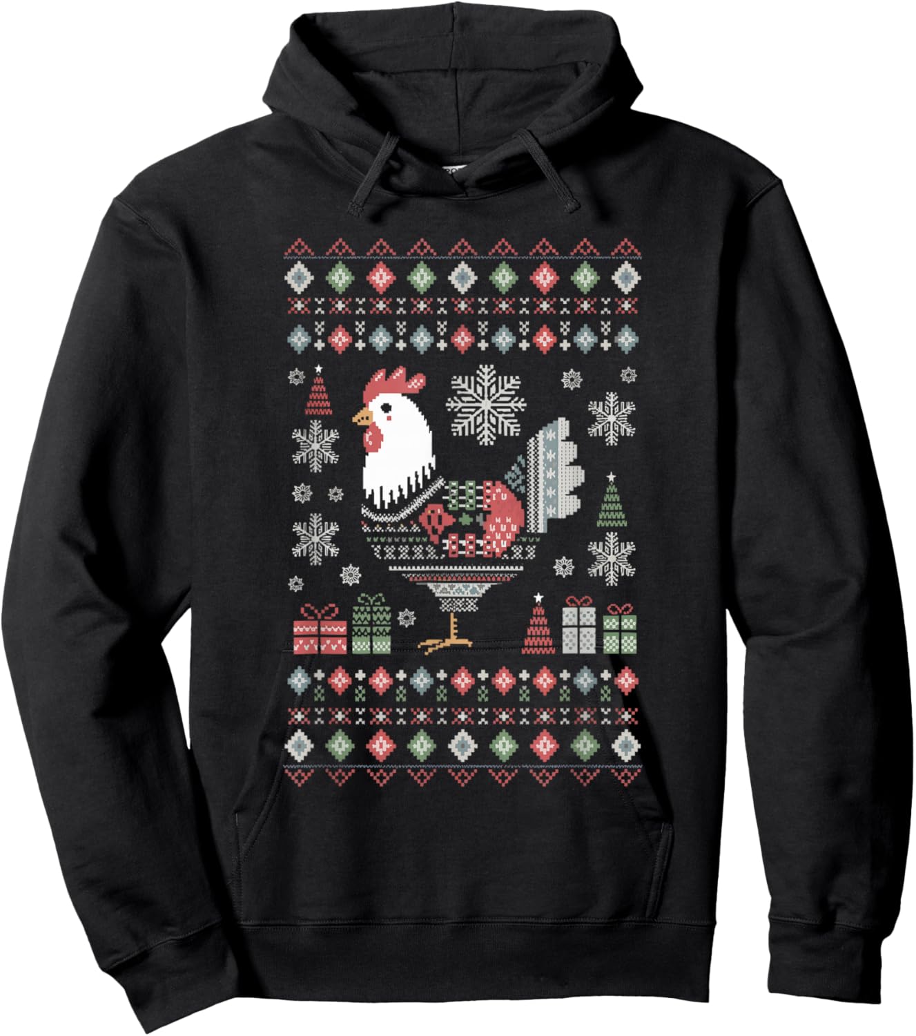 Chicken Ugly Christmas Hoodie - Hoodie | Black