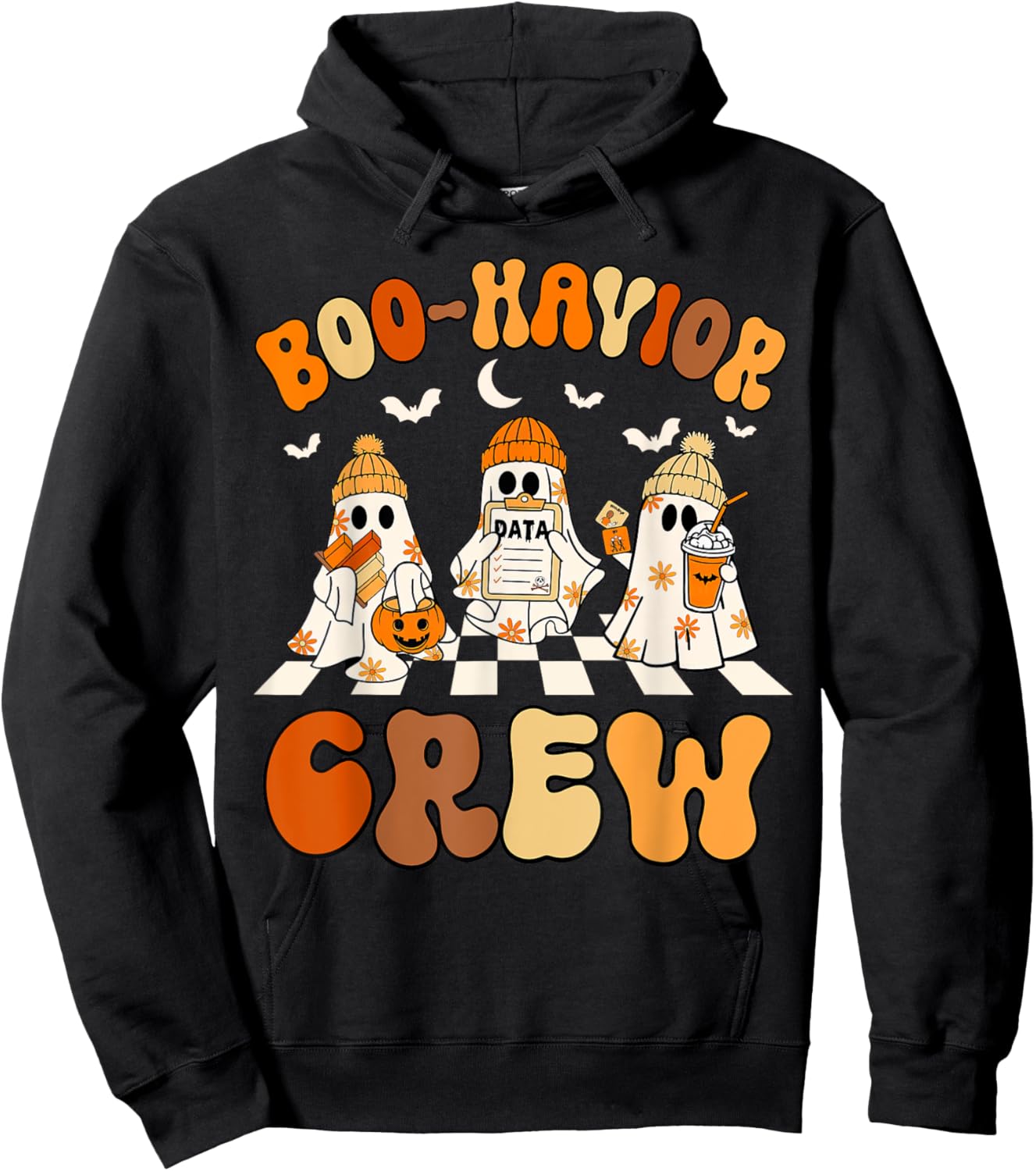 Behavior Analyst Halloween ABA Cute Ghost Boo-havior Crew Hoodie - Hoodie | Black