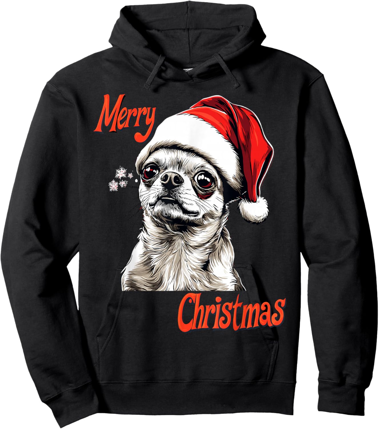 Chihuahua Santa Hat Merry Christmas Xmas Dog Lover Pajama Women Kids Hoodie - Hoodie | Black