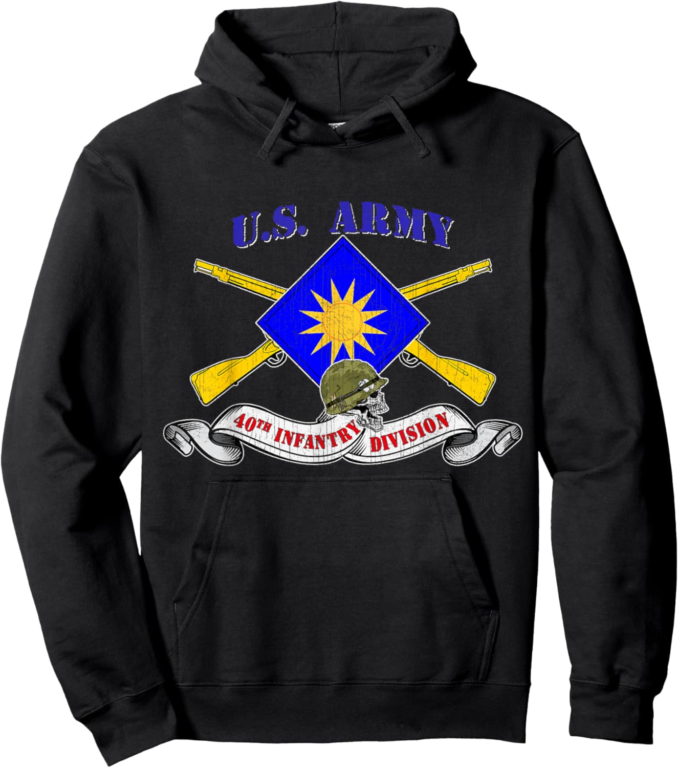 40th Infantry Division 40th ID Veteran Sunburst Division Hoodie - Hoodie | Black