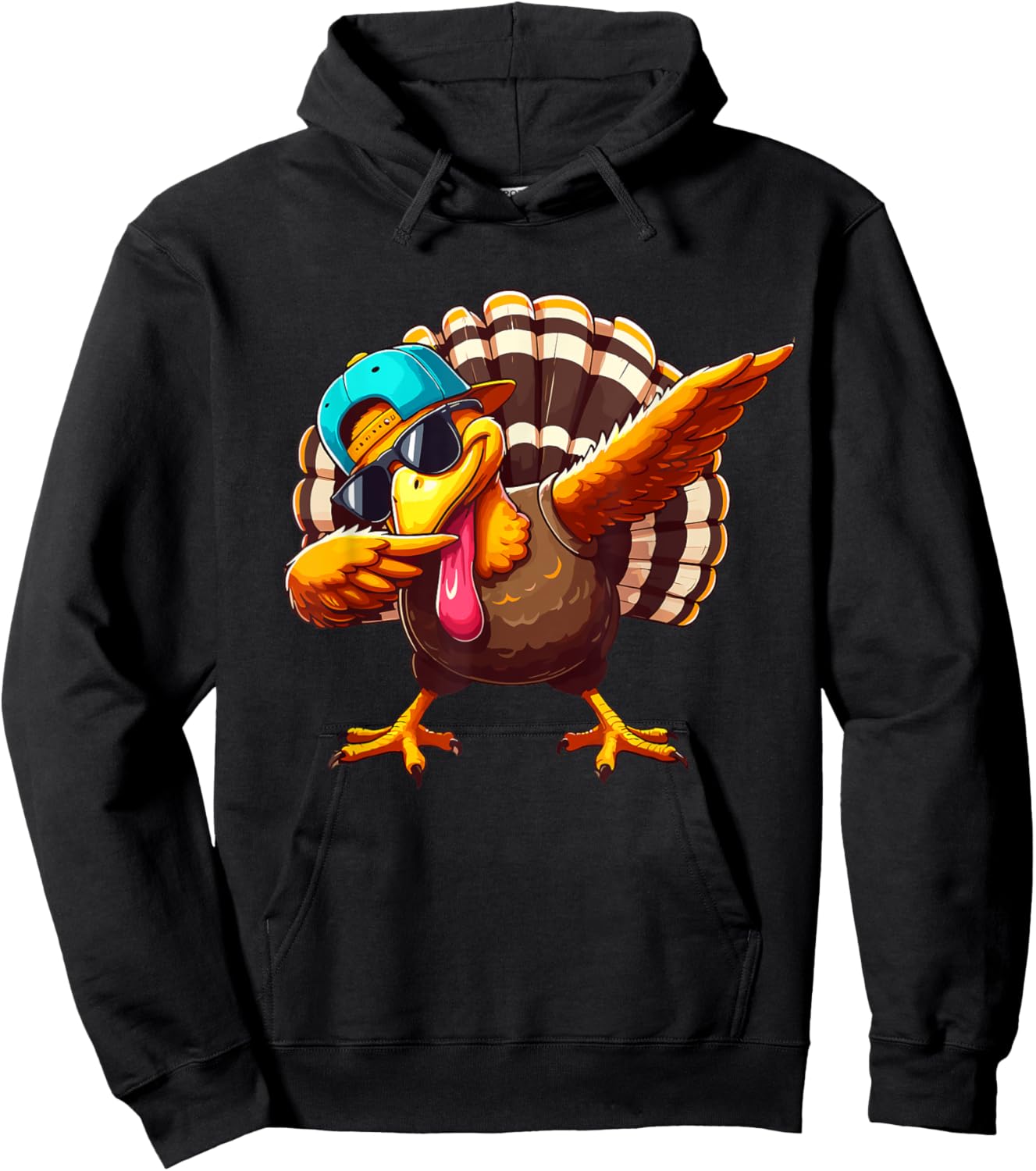 Dabbing Turkey Thanksgiving Day Pilgrim Boys Kids Funny Dab Hoodie - Hoodie | Black