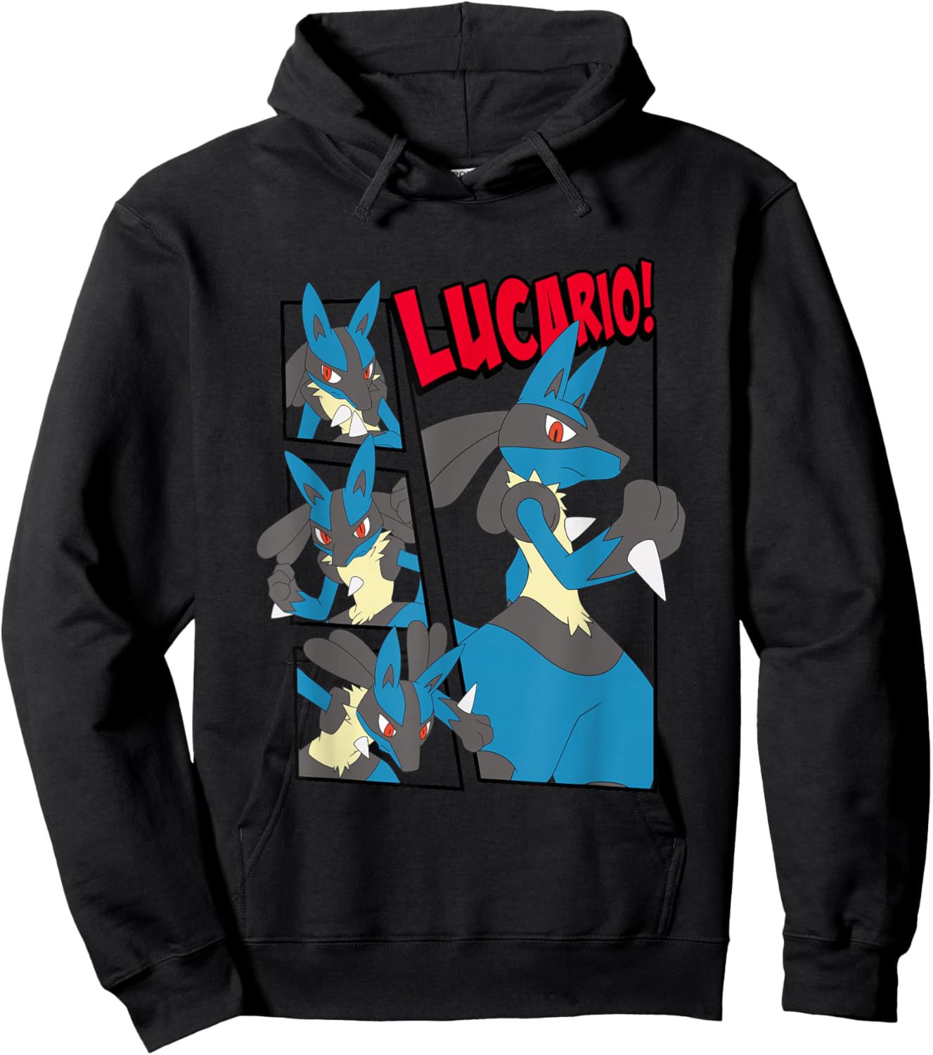 Pokémon Epic Lucario! Poses Collage Retro Big Chest Poster Hoodie - Hoodie | Black
