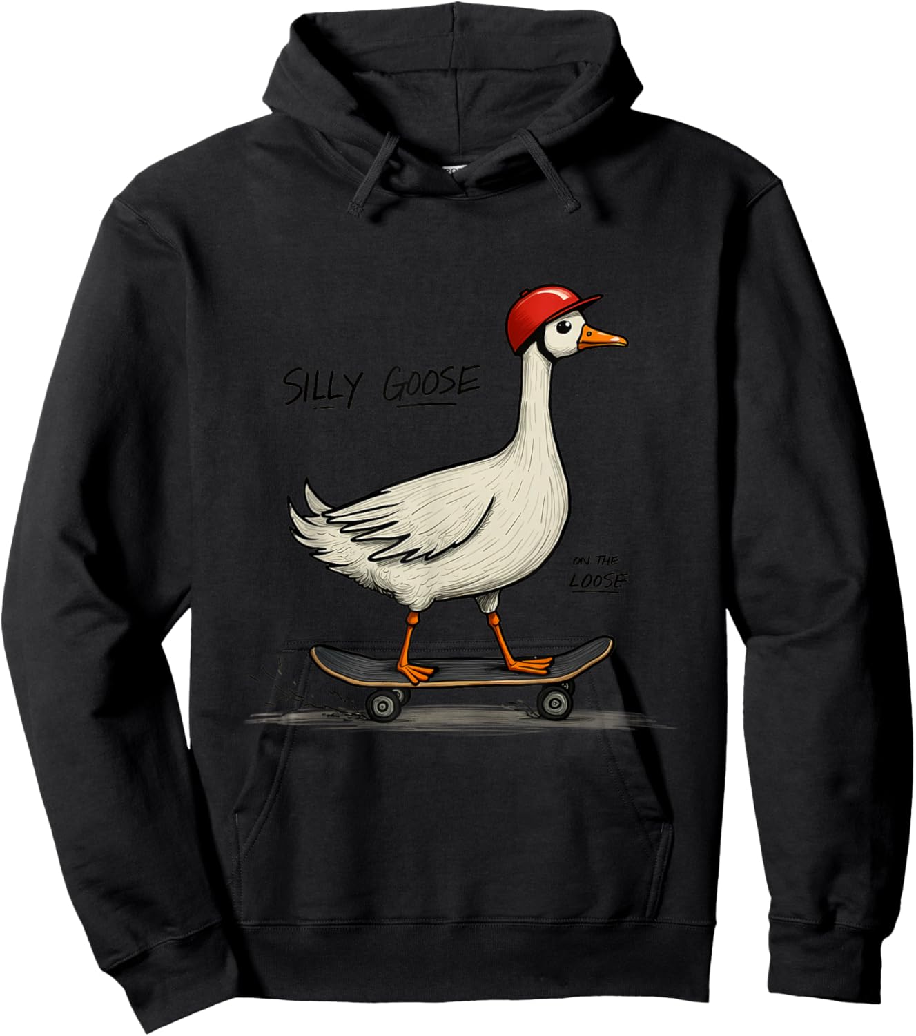 Silly Goose On The Loose Skateboard Adventure Hoodie - Hoodie | Black