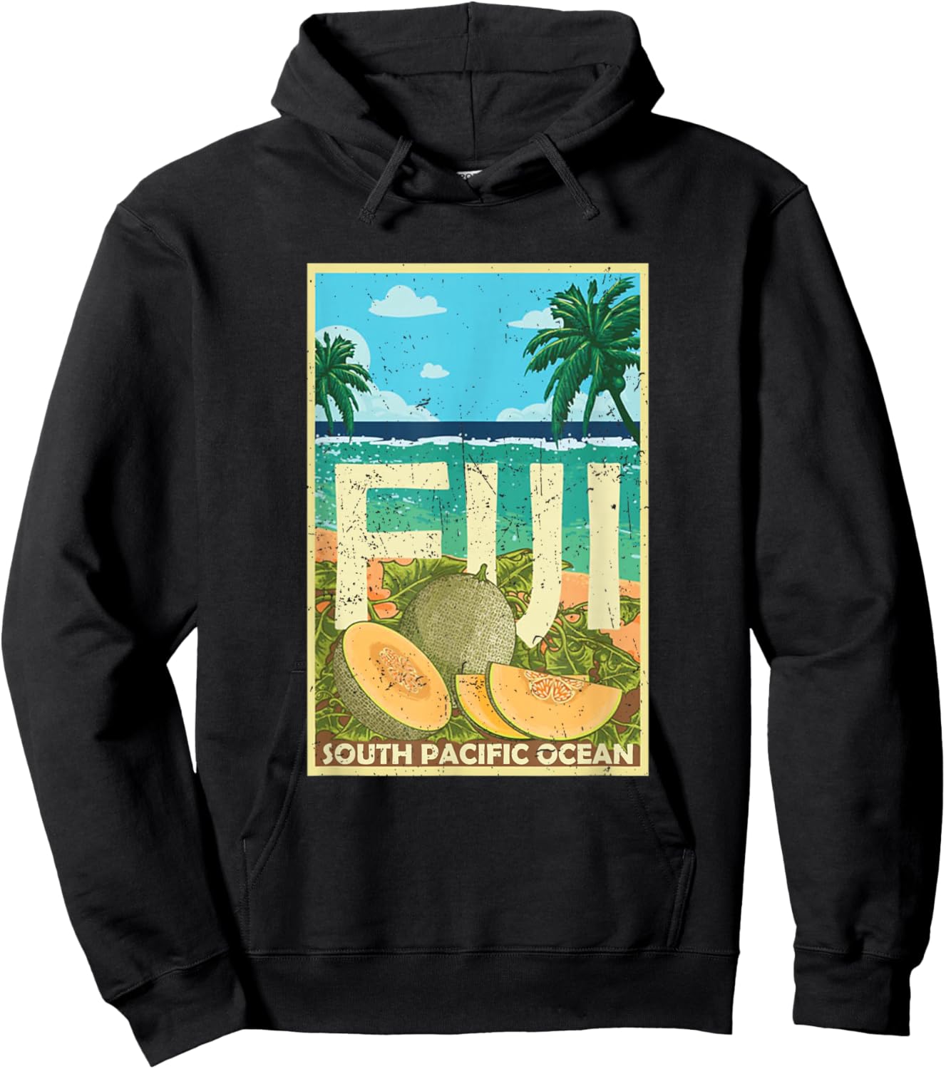 Vintage Distressed Fiji Islands South Pacific Ocean Vacation Hoodie - Hoodie | Black