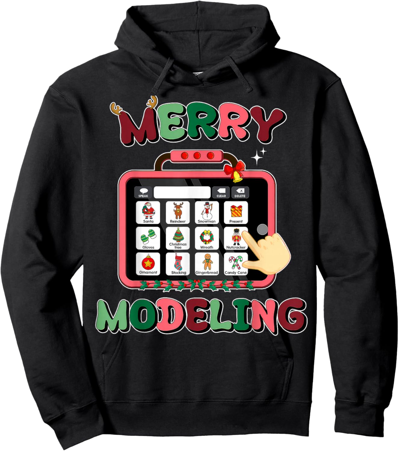 Merry Modeling Speech Language Pathologist SLP Christmas Hoodie - Hoodie | Black
