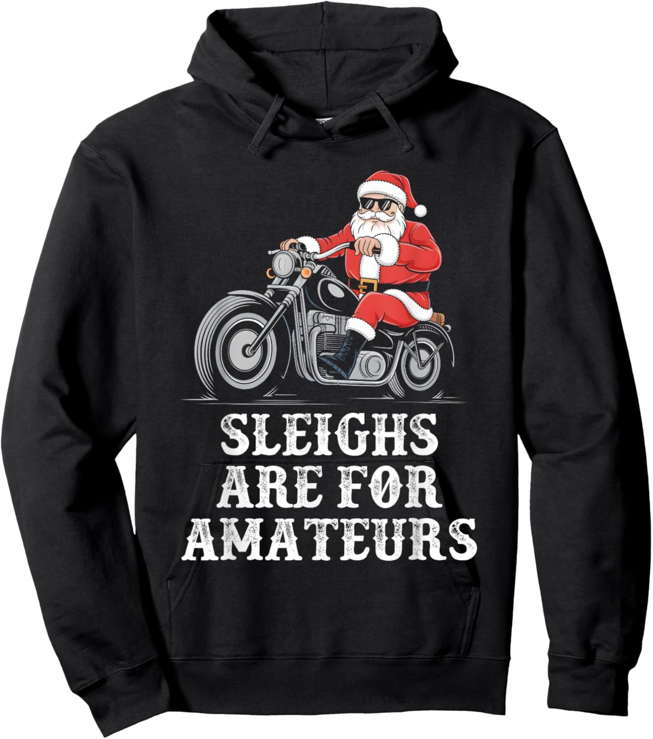 Christmas Funny Santa Claus Humor X-Mas Vacation Motorcycle Hoodie - Hoodie | Black