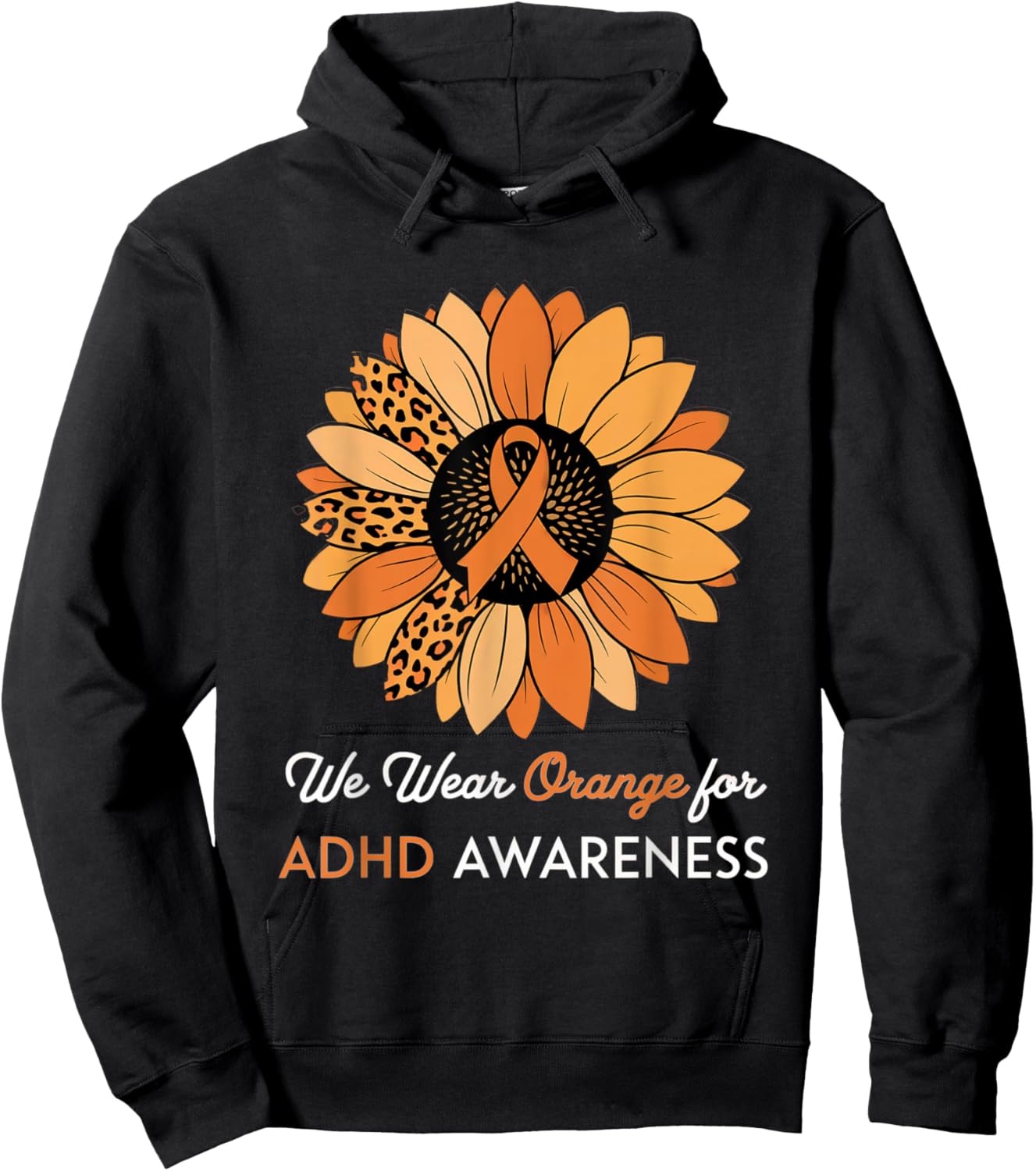 ADHD Awareness Month ADHD Sunflower Embrace Neurodiversity Hoodie - Hoodie | Black
