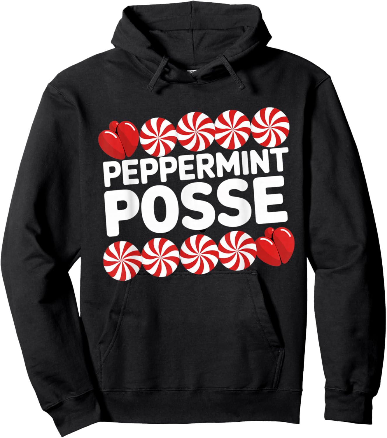 Peppermint Posse Holiday Candy Crew Hoodie - Hoodie | Black