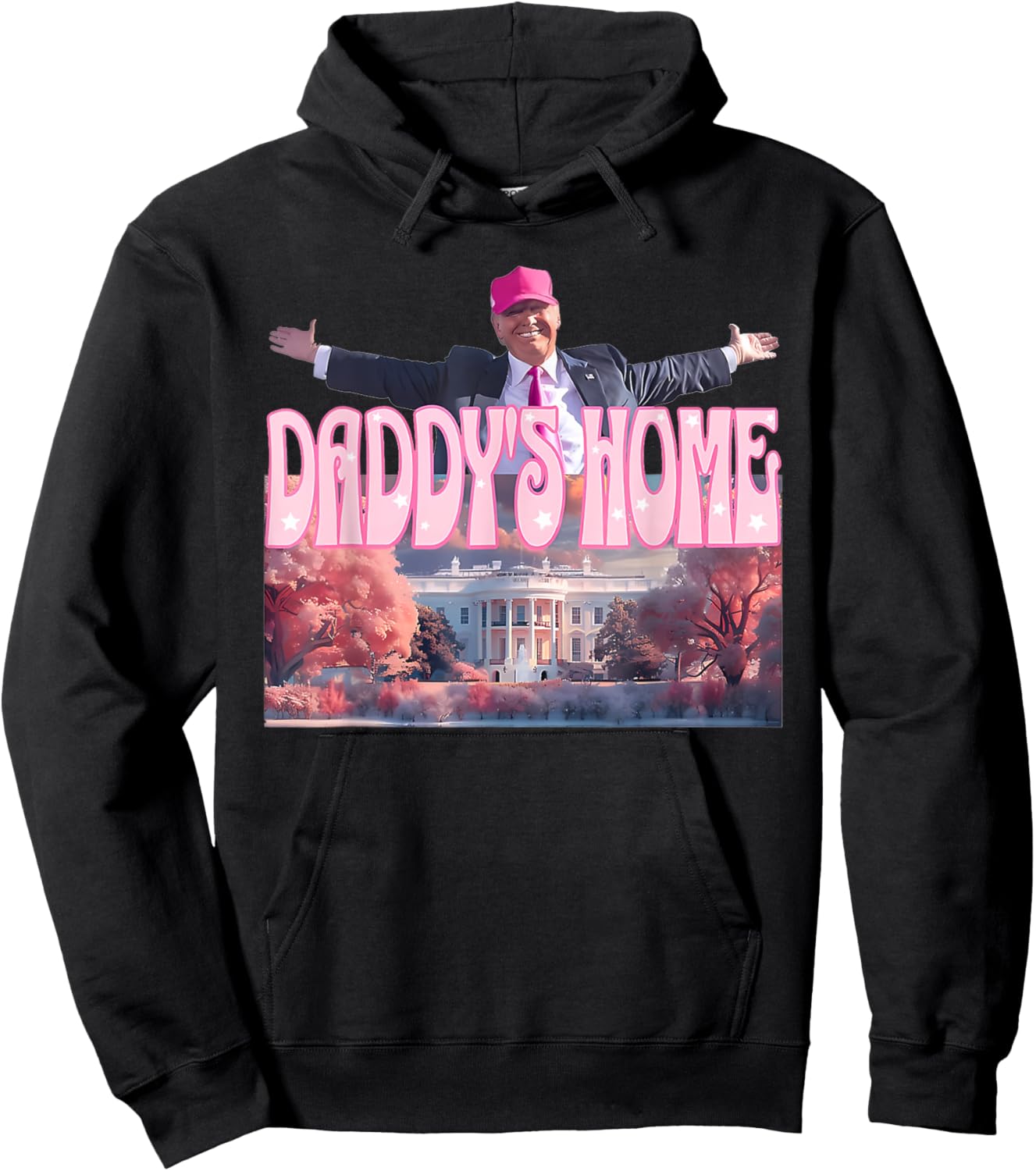 Funny Daddy's Home Trump Pink 2024 Take America Back 2024 Hoodie - Hoodie | Black