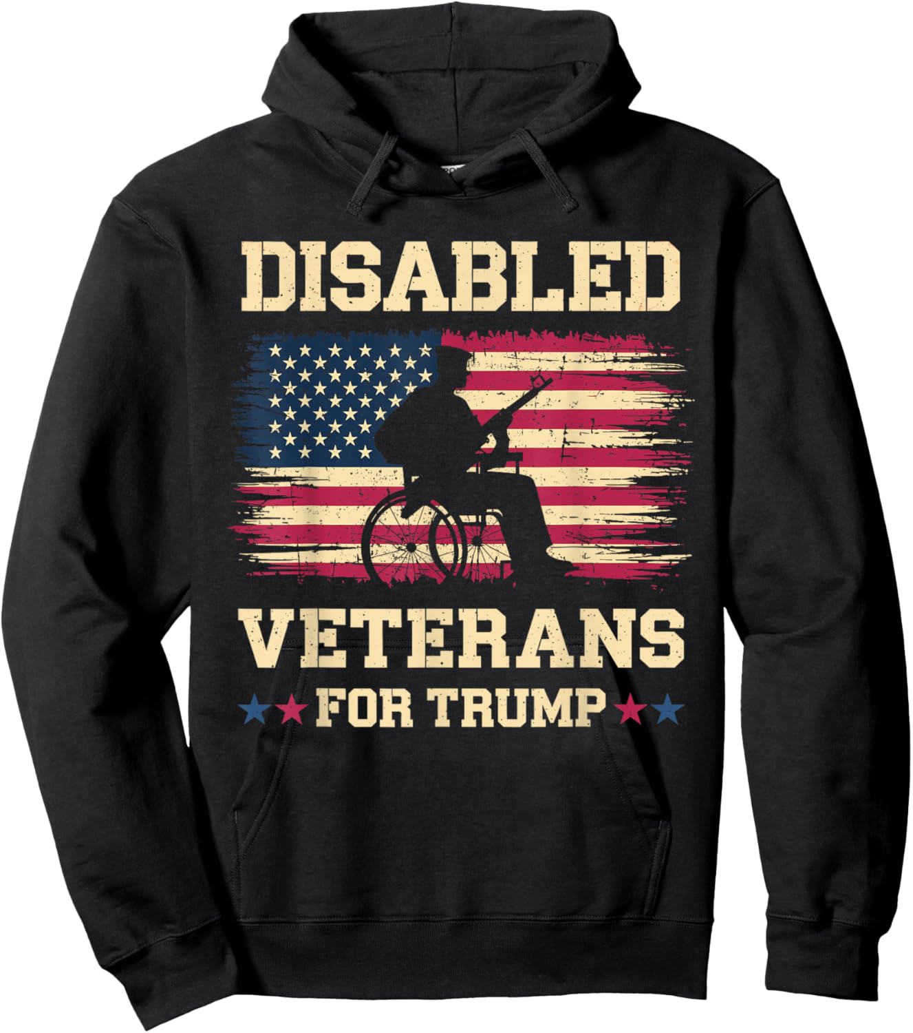 Disabled Veterans for Trump 2024 Election American Flag Hoodie - Hoodie | Black