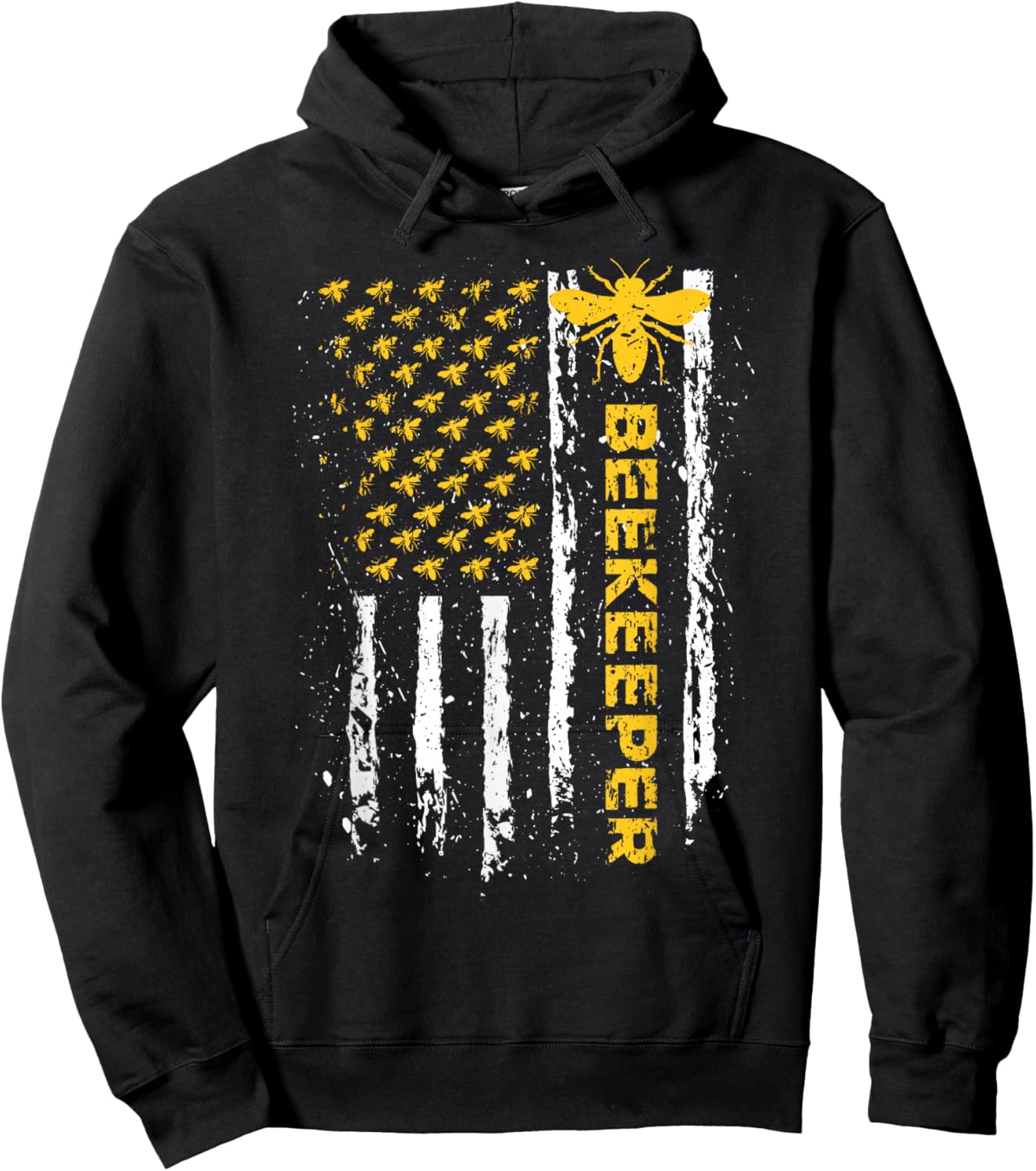 Beekeeper USA Flag Funny Honeybee Beekeeping Bee Patriotic Hoodie - Hoodie | Black