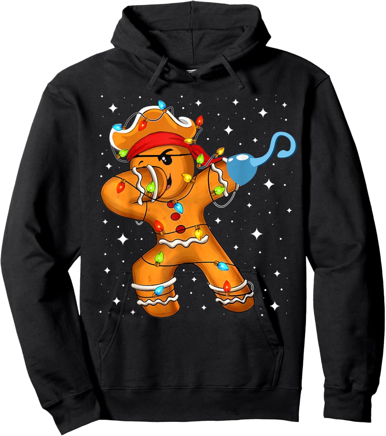 Funny Dabbing Gingerbread Pirate Christmas Dab Dance Men Boy Hoodie - Hoodie | Black