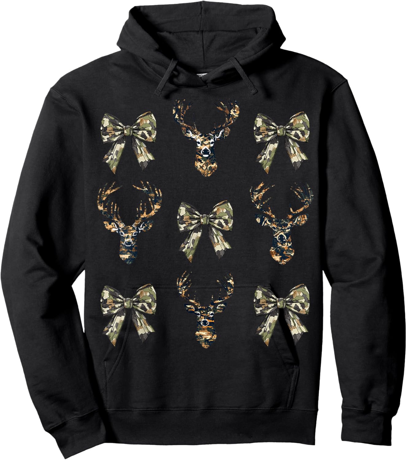 Camouflage Old Camo Bow Camo Coquette Bow Deer Hunting Men Hoodie - Hoodie | Black