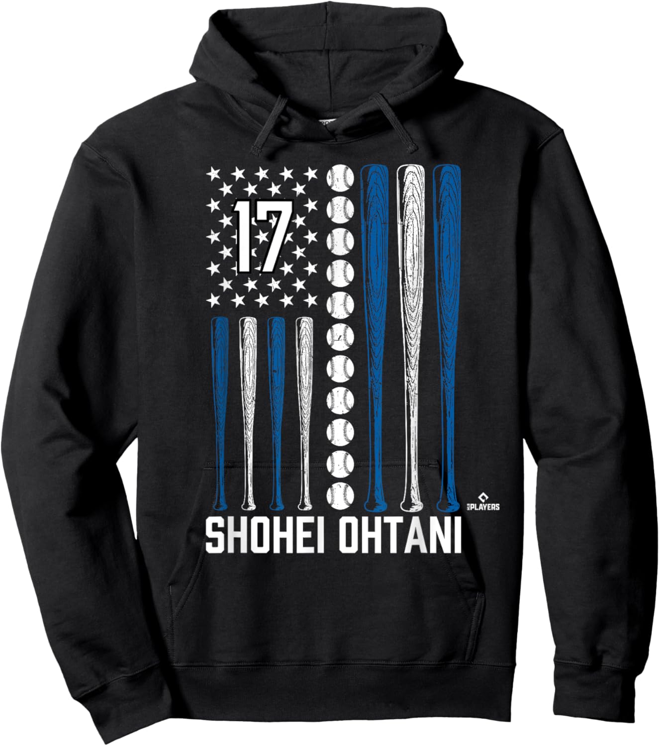 Baseball American Flag Shohei Ohtani Los Angeles Baseball Hoodie - Hoodie | Black