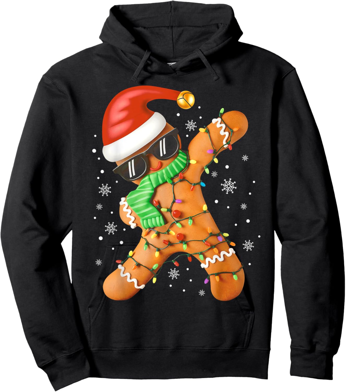 Funny Christmas Boys Kids Dabbing Gingerbread Xmas Pajamas Hoodie - Hoodie | Black