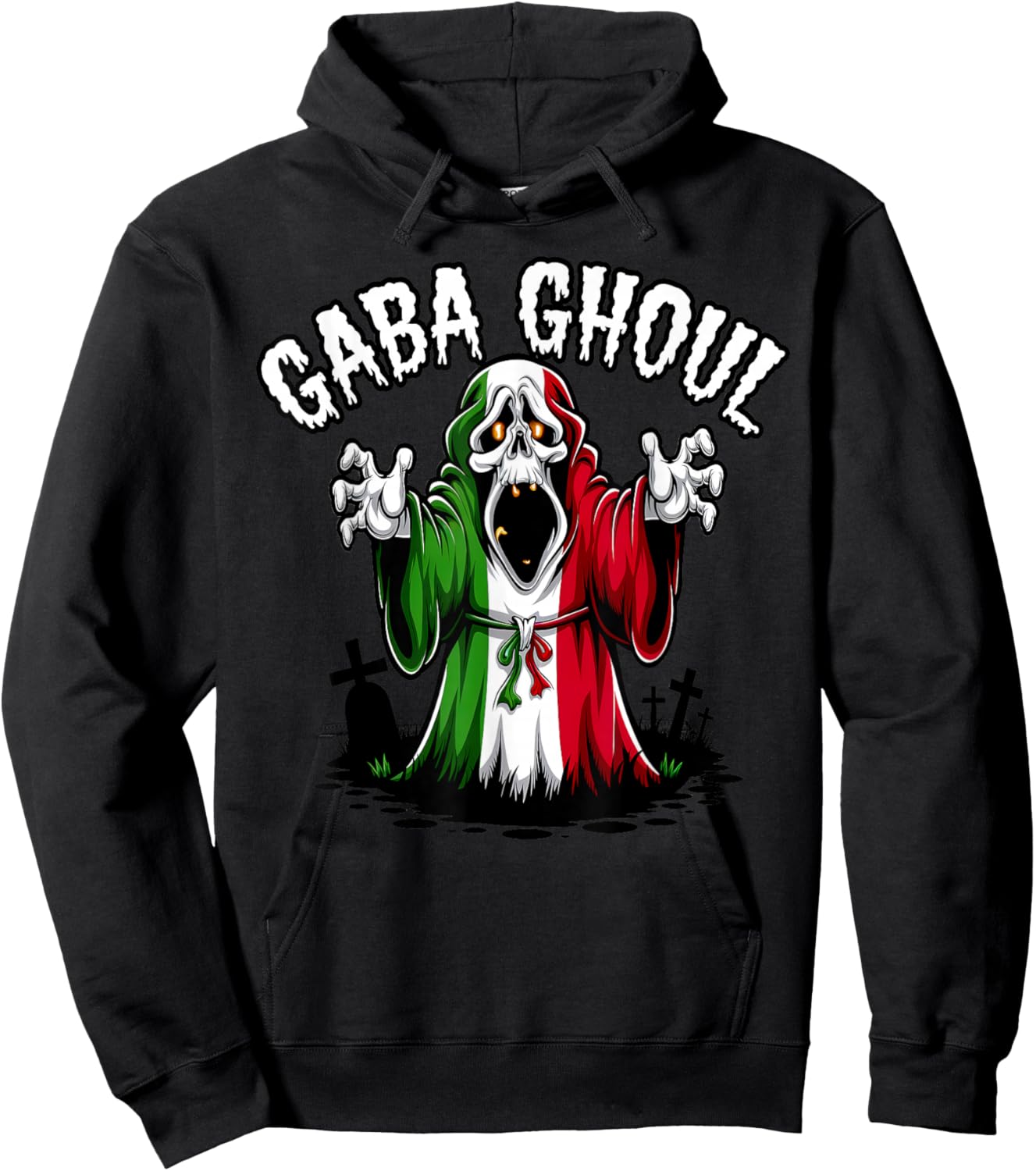 Halloween Graveyard Gaba Ghoul Ghost Funny Italian Gabagool Hoodie - Hoodie | Black