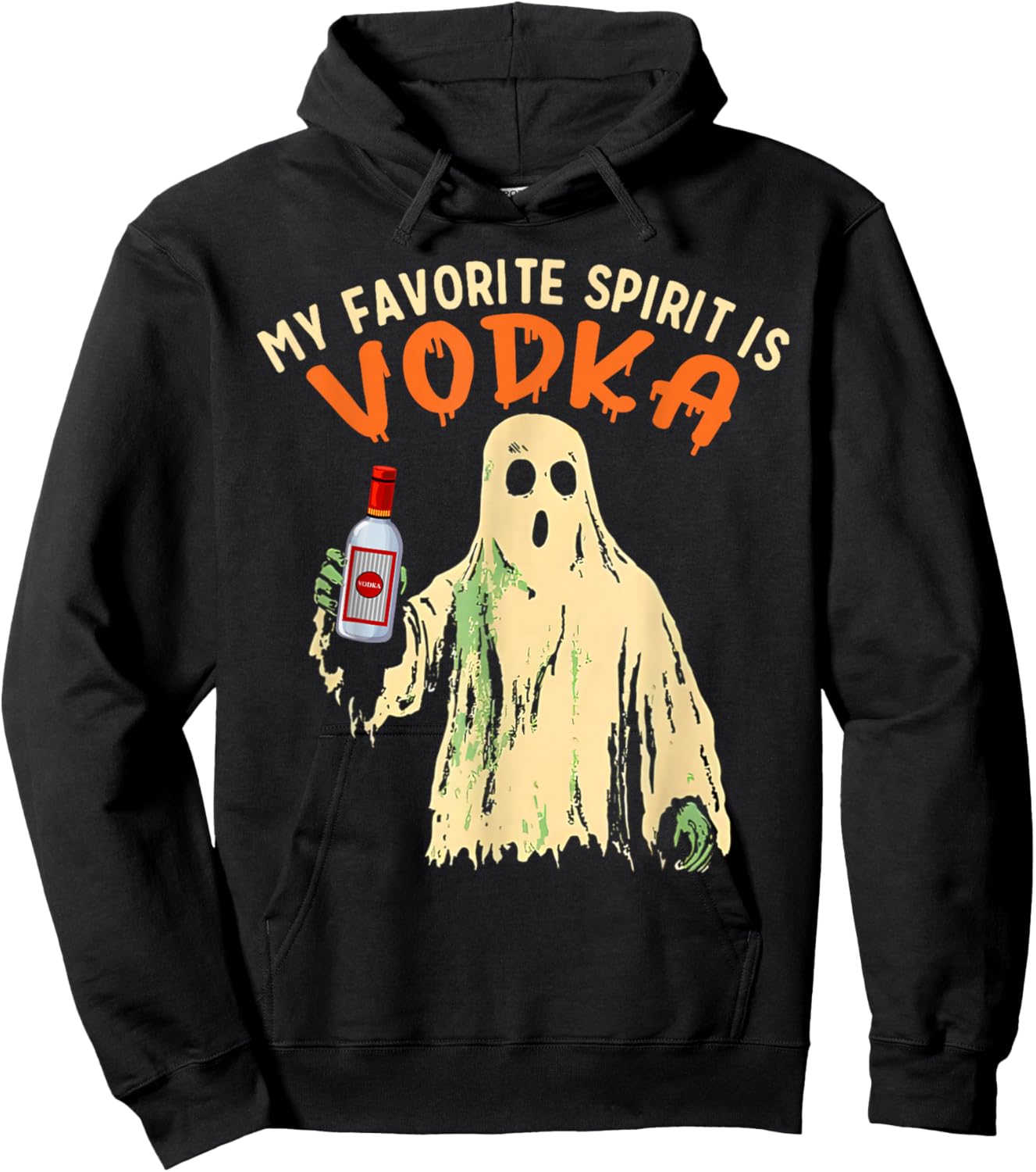 My Favorite Spirit is Vodka Funny Halloween Party Adult Hoodie - Hoodie | Black