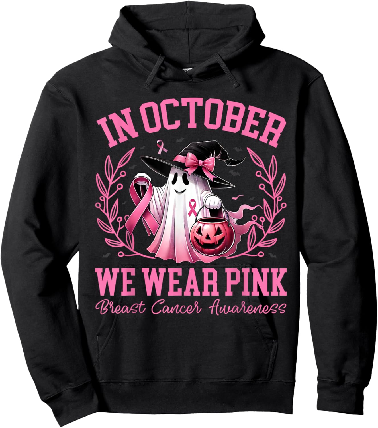 Breast Cancer Shirts Women Halloween In October We Wear Pink Hoodie - Hoodie | Black