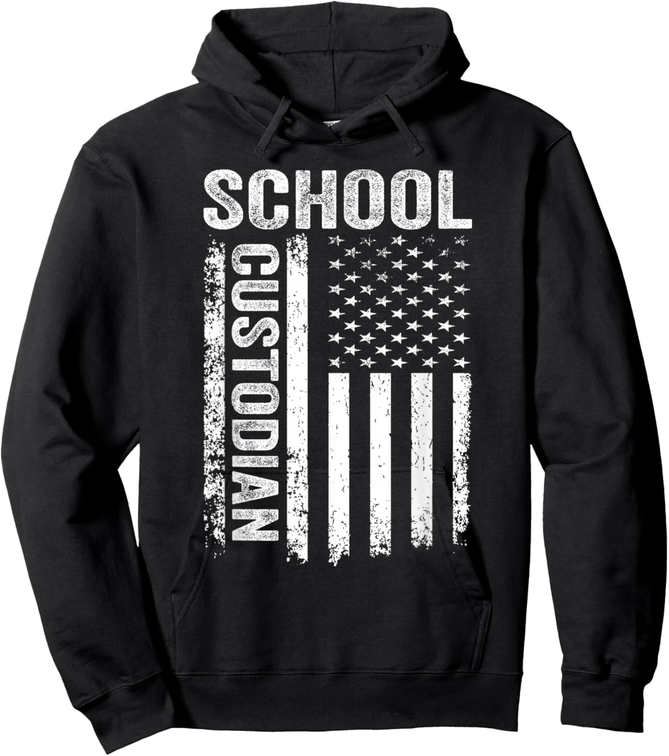Funny 1st Day Of School, Custodian American Flag 4th Of July Hoodie - Hoodie | Black
