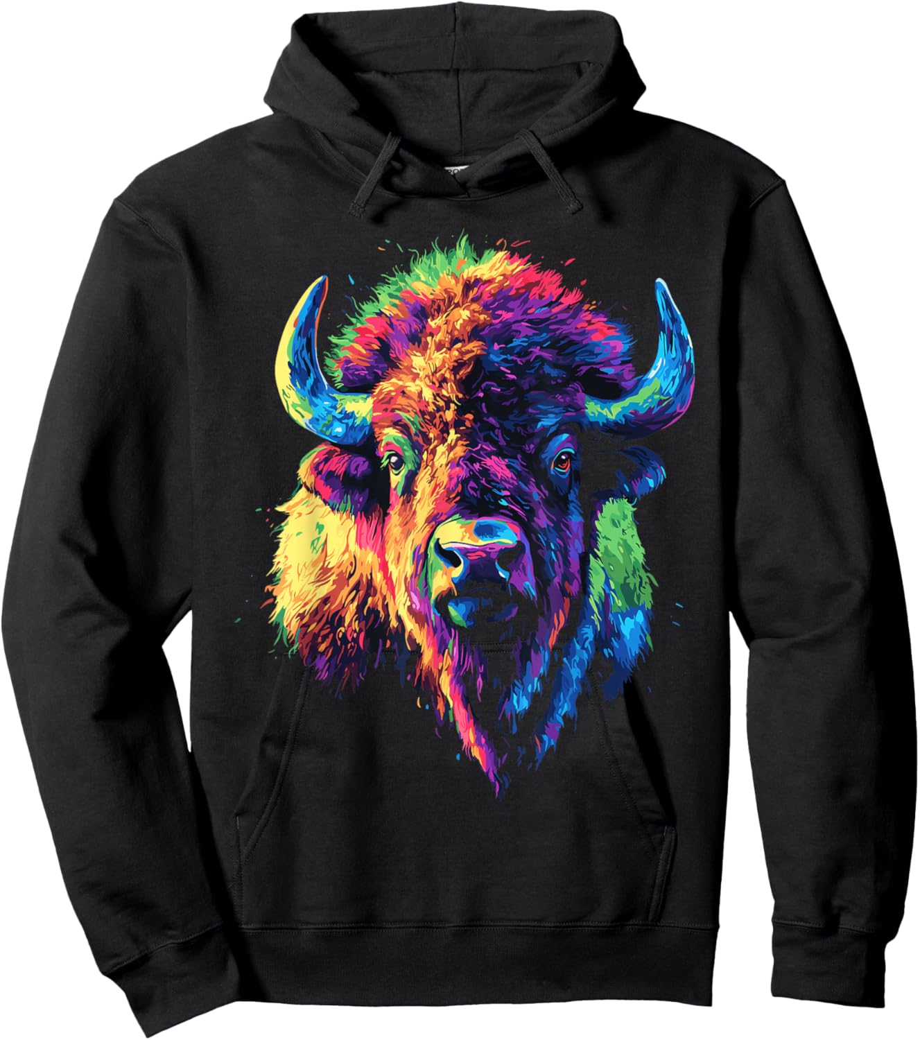 American Bison Lover Colorful Pop Art American Buffalo Bison Hoodie - Hoodie | Black