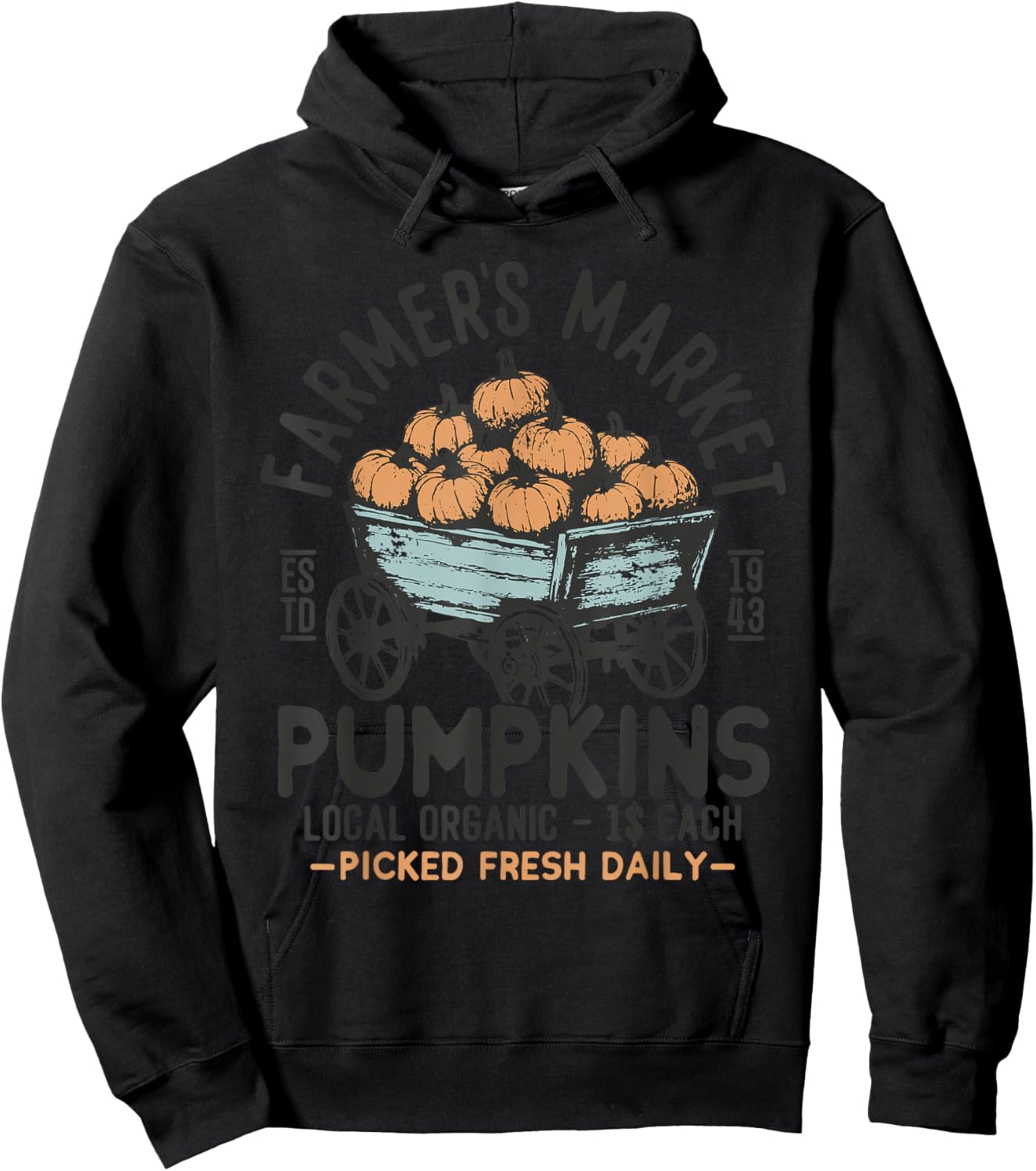 Vintage Farmer's Market Pumpkins Retro Thanksgiving Hoodie - Hoodie | Black