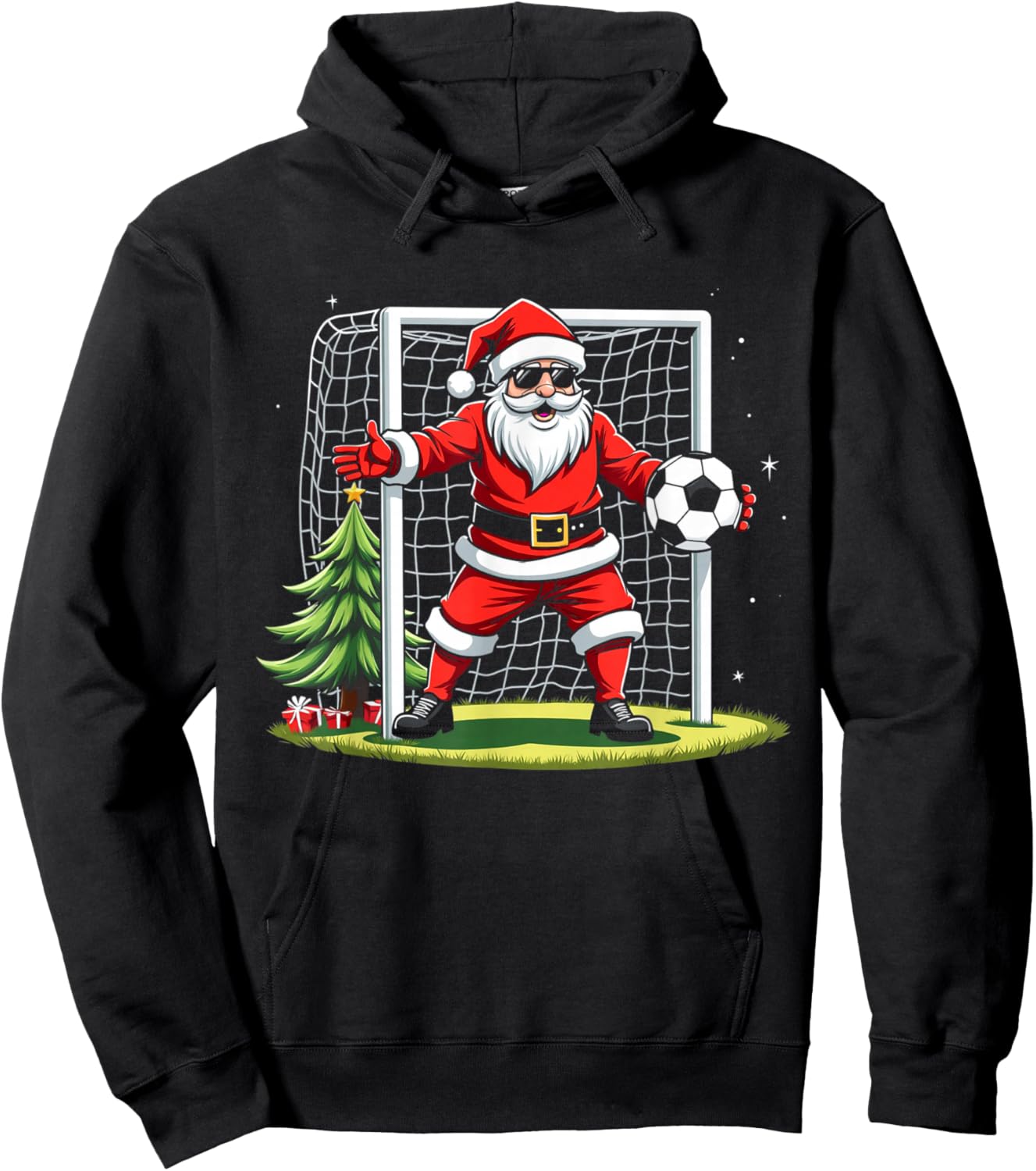 Santa Plays Soccer Christmas Soccer Player Goalkeeper Hoodie - Hoodie | Black