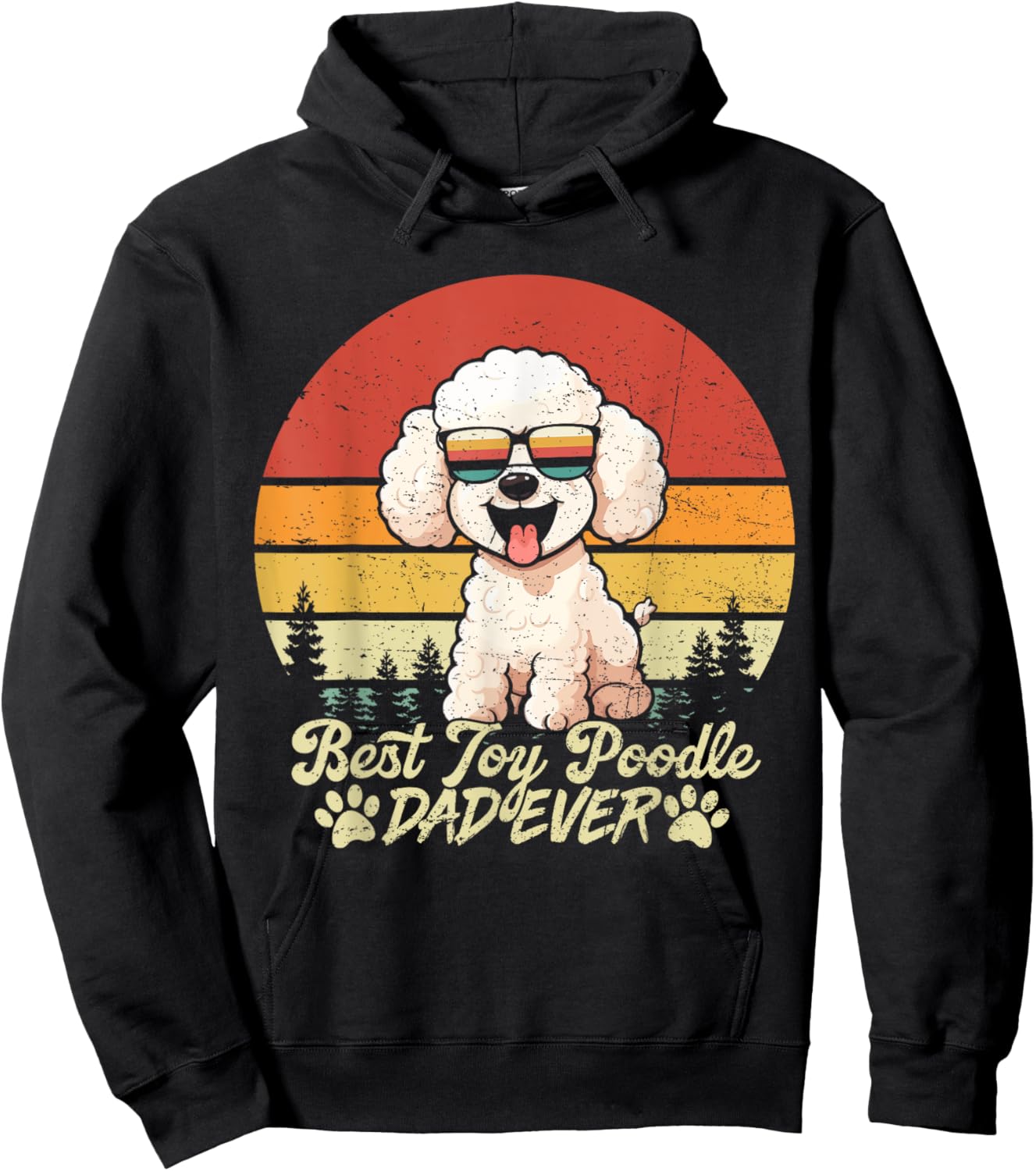 Best White Toy Poodle Dad Ever Vintage Dog Fathers Day Women Hoodie - Hoodie | Black