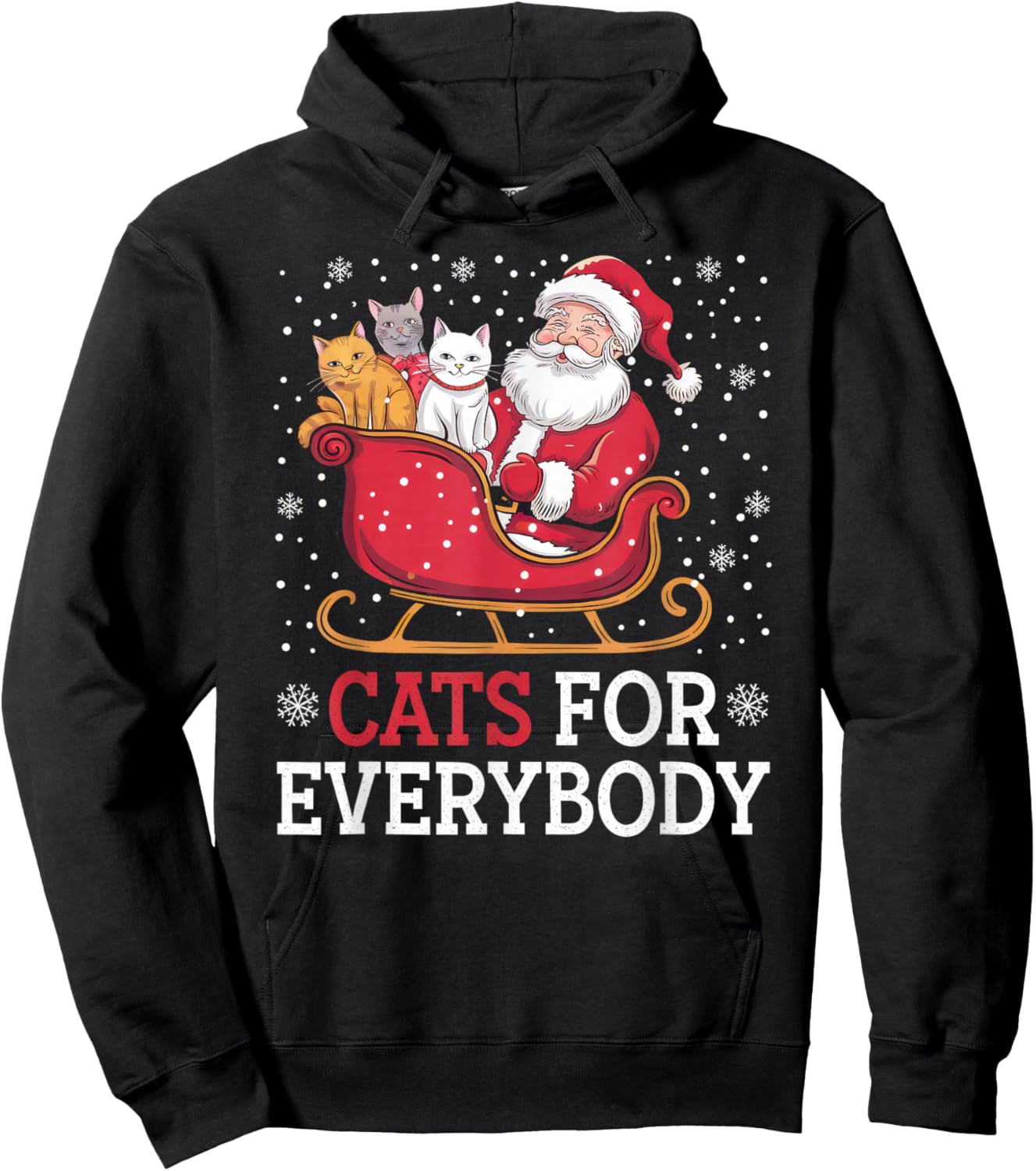Cats for Everybody Christmas Shirt Funny Xmas Women Santa Hoodie - Hoodie | Black