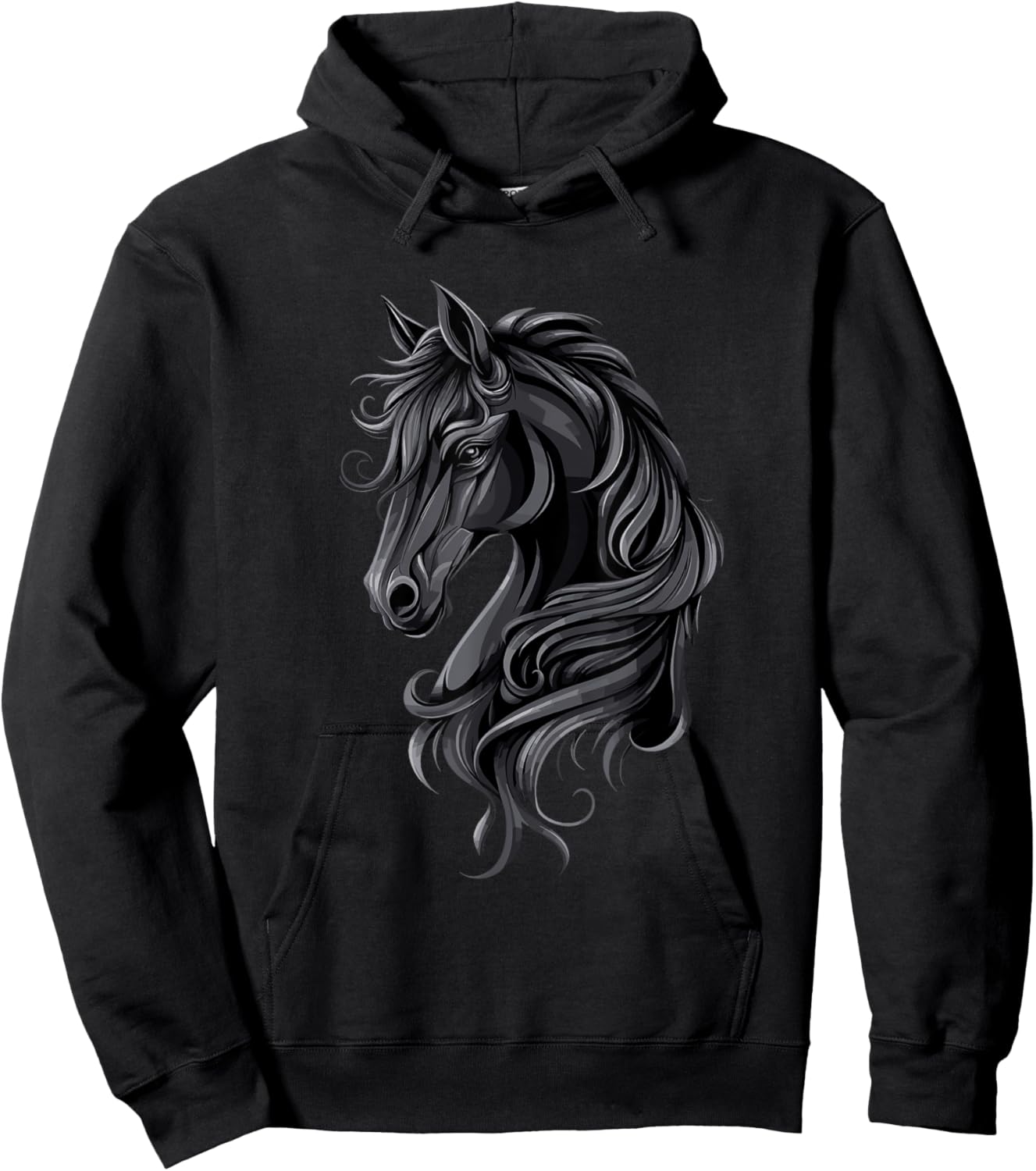 Black Horse Portrait – Friesian horse Hoodie - Hoodie | Black