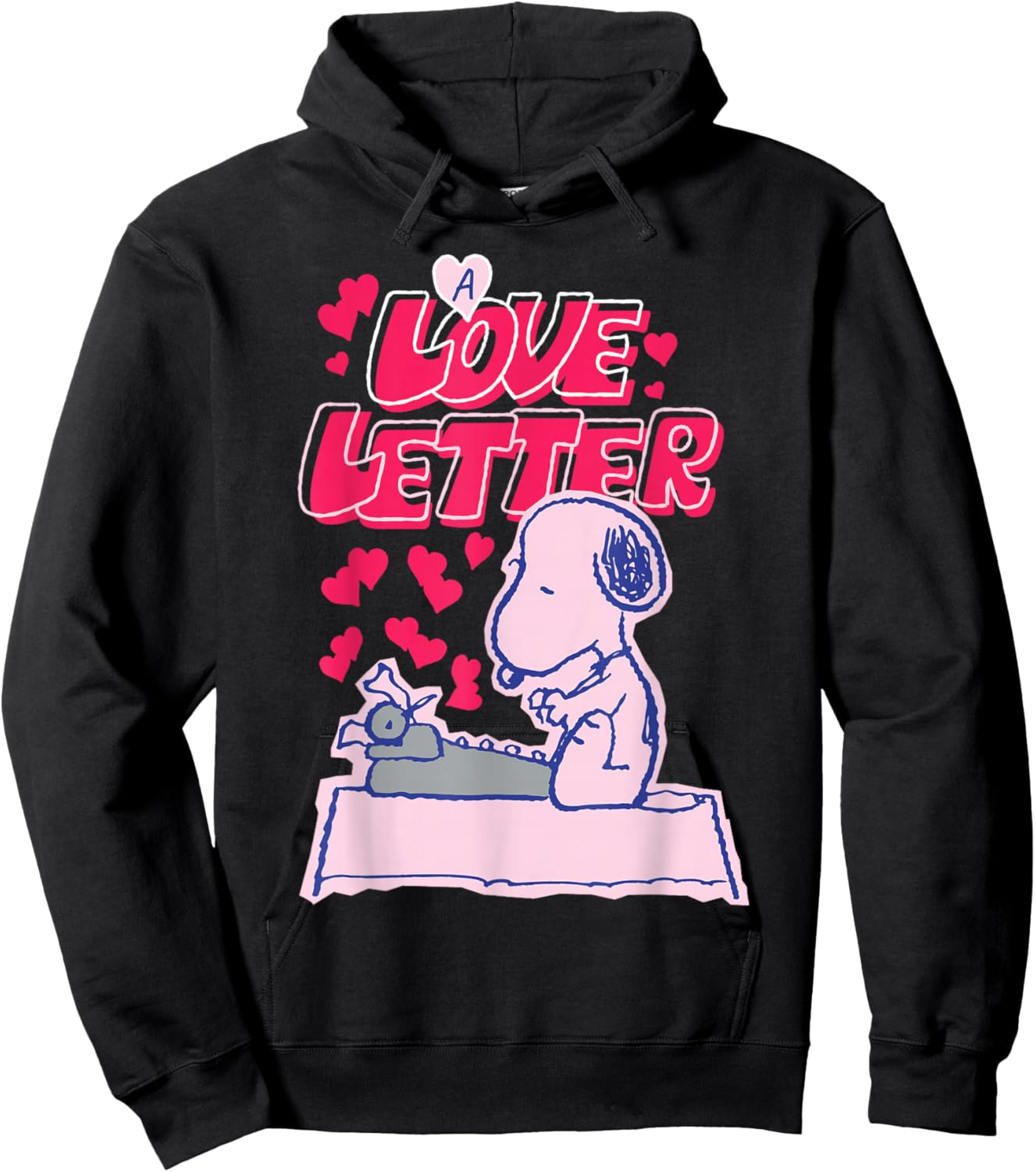 Peanuts Snoopy Typing A Love Letter Valentines Day Hoodie - Hoodie | Black