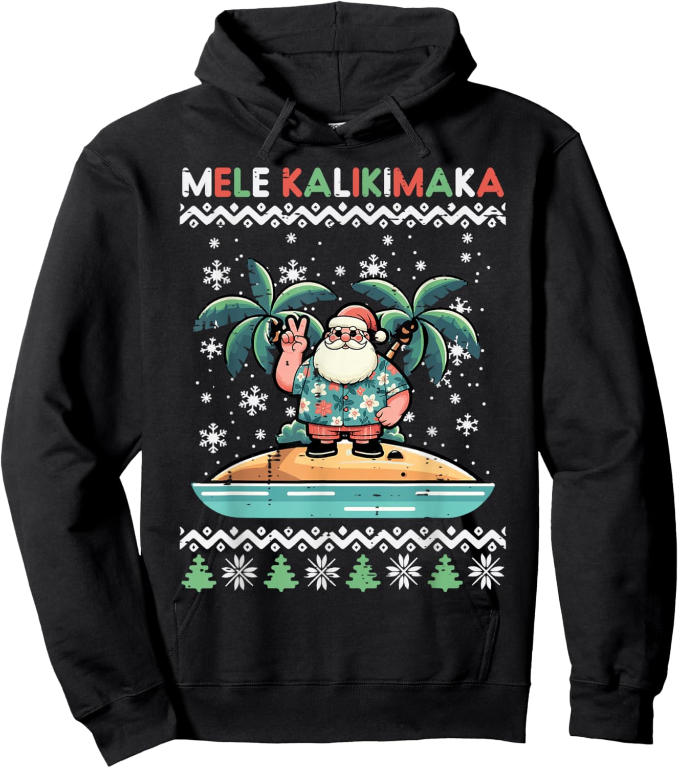 Christmas Santa Beach Mele Kalikimata Xmas Men Women Kids Hoodie - Hoodie | Black