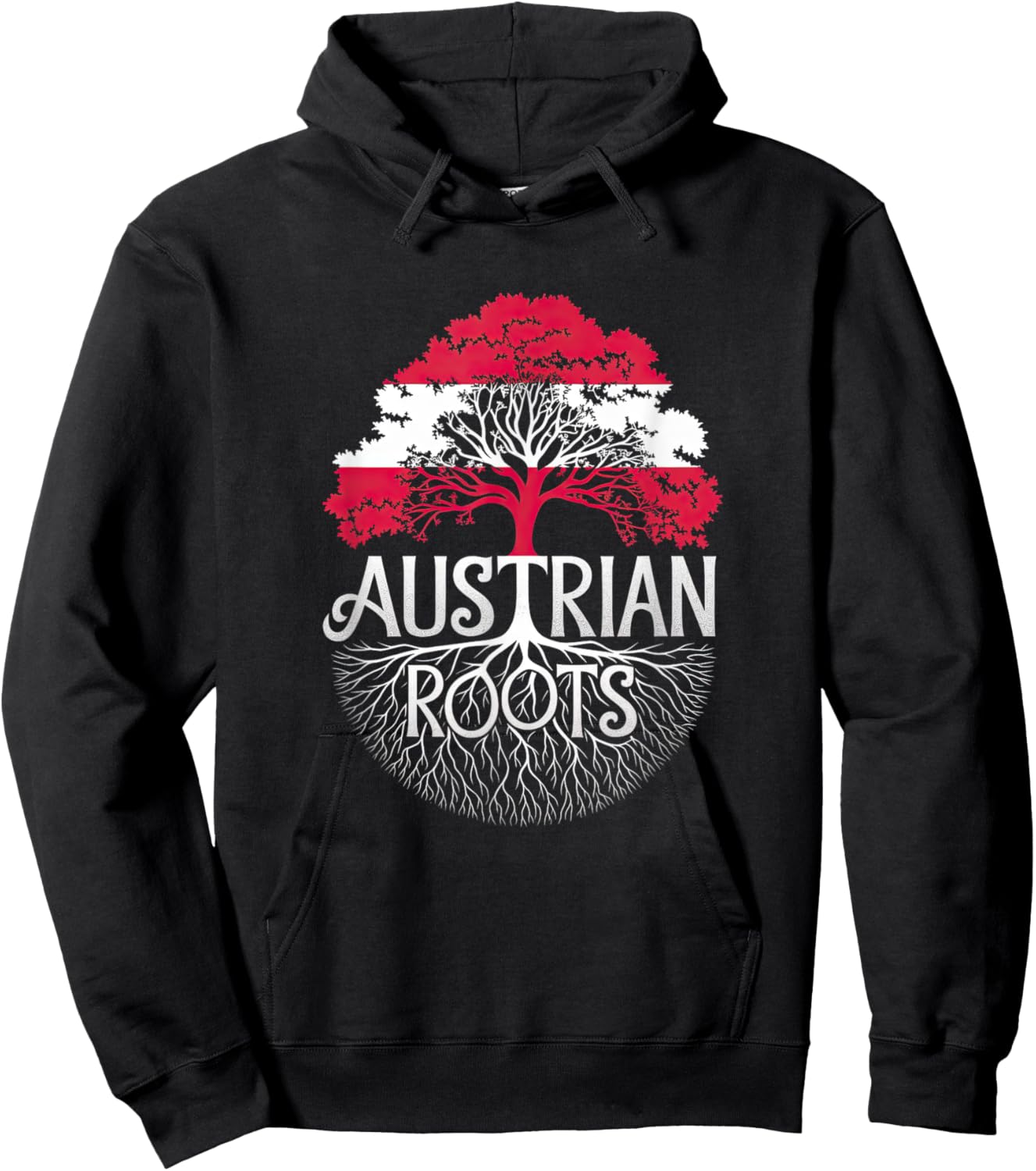 Austrian Roots - Austria Flag Colors Family Tree Souvenir Hoodie - Hoodie | Black
