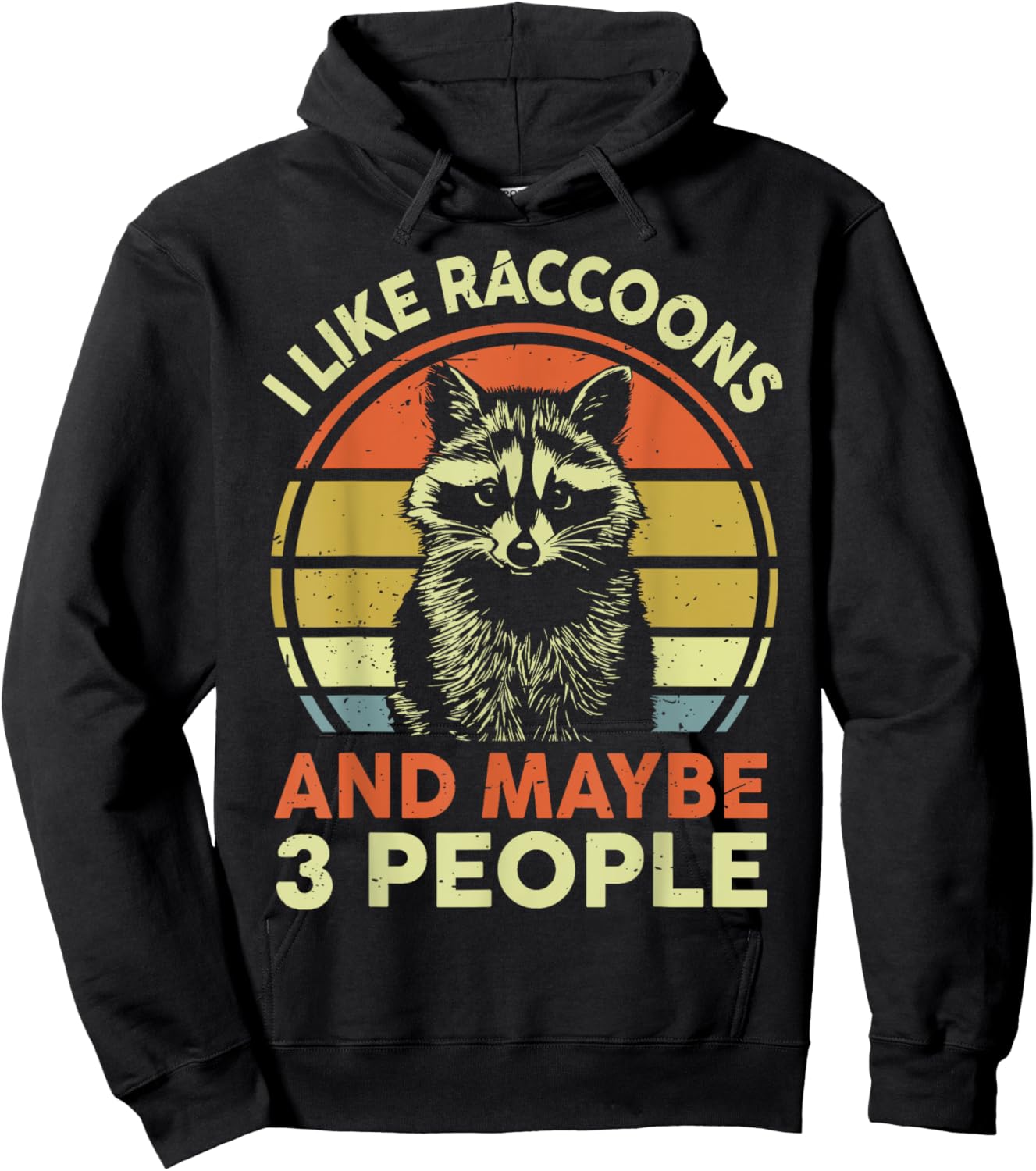 Funny I Like Raccoons & Maybe 3 People Men Women Vintage Hoodie - Hoodie | Black
