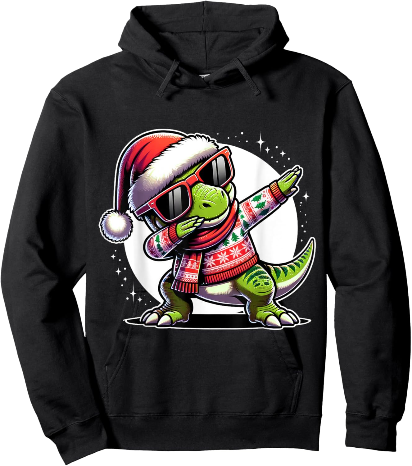Christmas Dinosaur Boys Dabbing T Rex Santa Xmas Funny Hoodie - Hoodie | Black