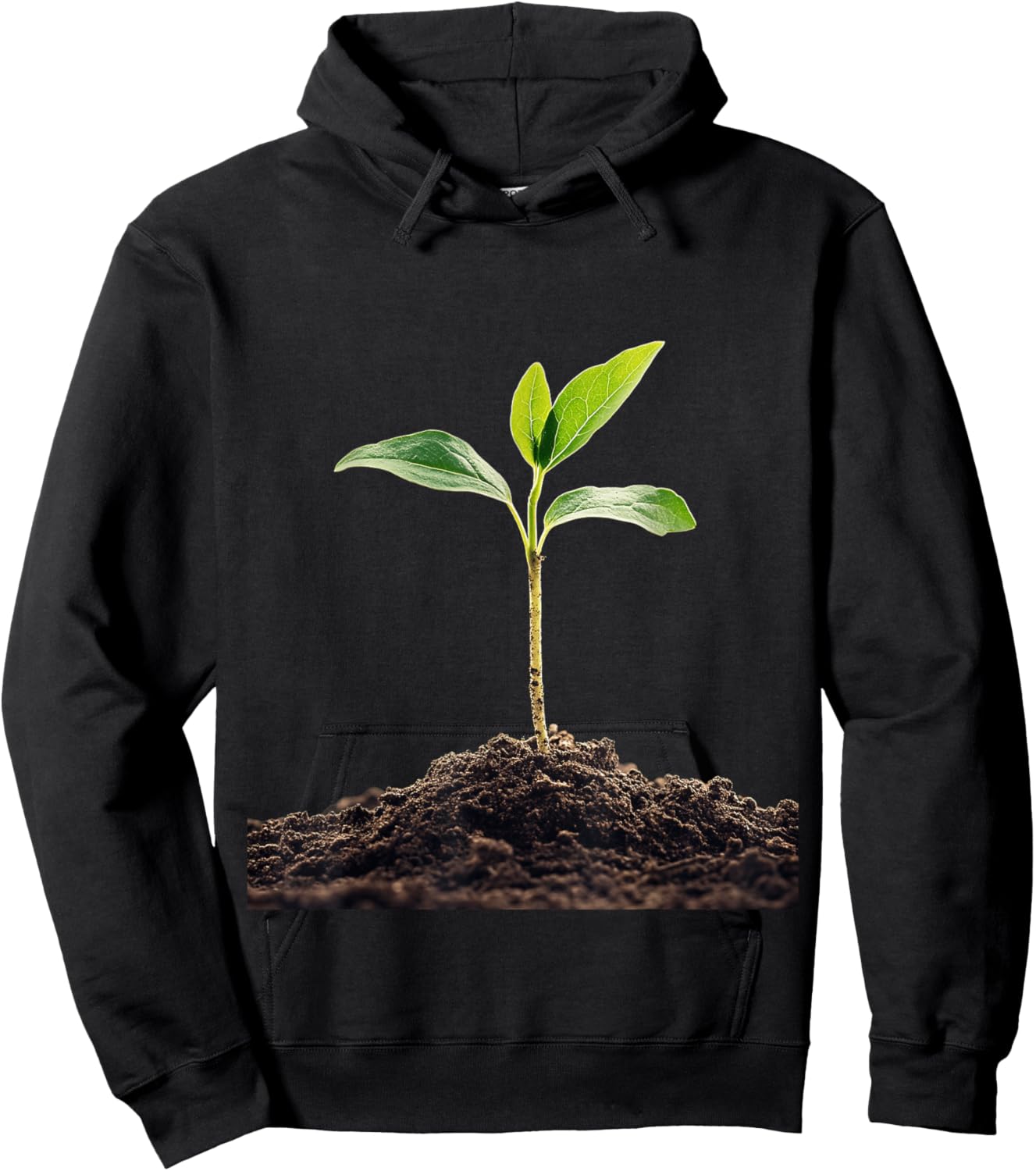 Plant Sprout Against Dark Background Nature Hoodie - Hoodie | Black