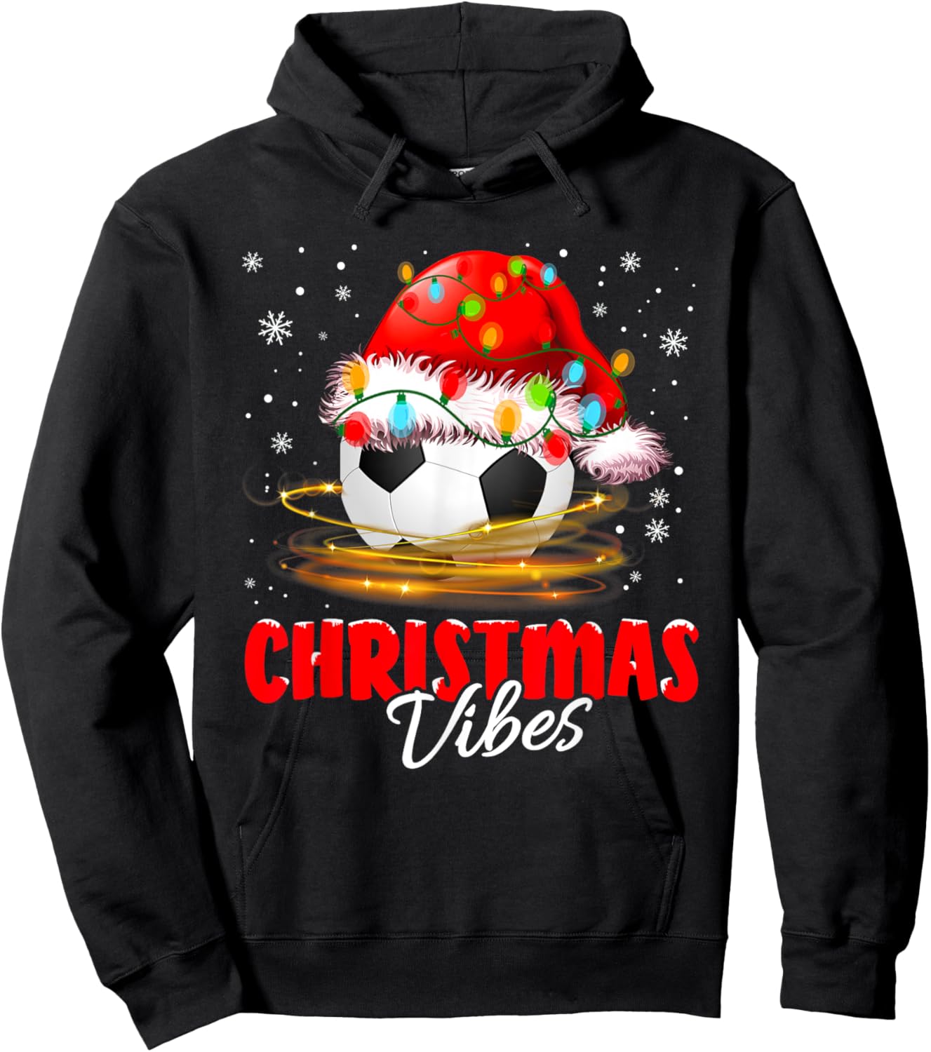 Christmas Pajamas Christmas Lights Soccer Football Outfit Hoodie - Hoodie | Black