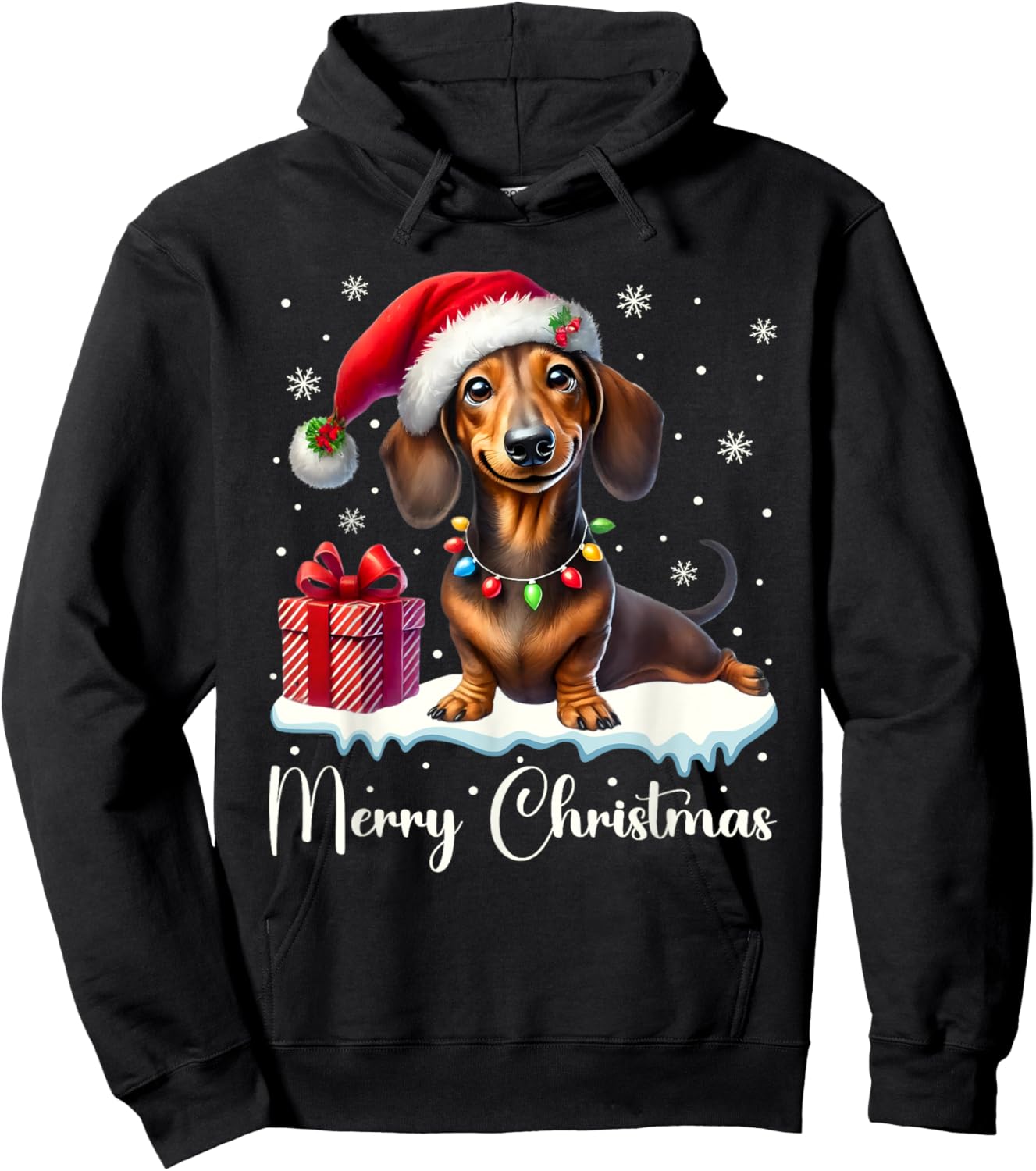 Christmas Pajamas Christmas Outfit Cute Dachshund Dog Hoodie - Hoodie | Black