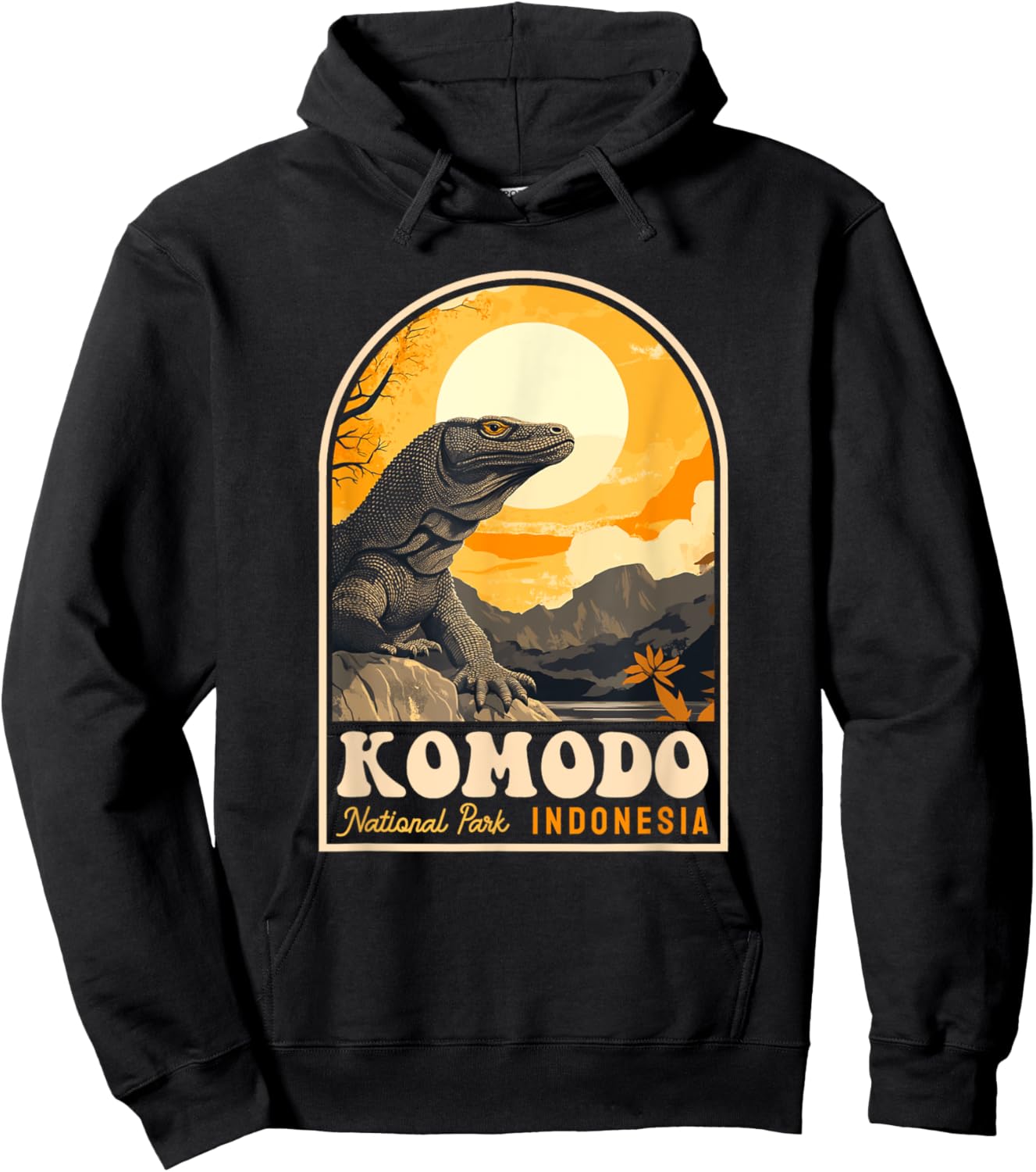 Komodo National Park Indonesia Retro Komodo Dragon Reptile Hoodie - Hoodie | Black