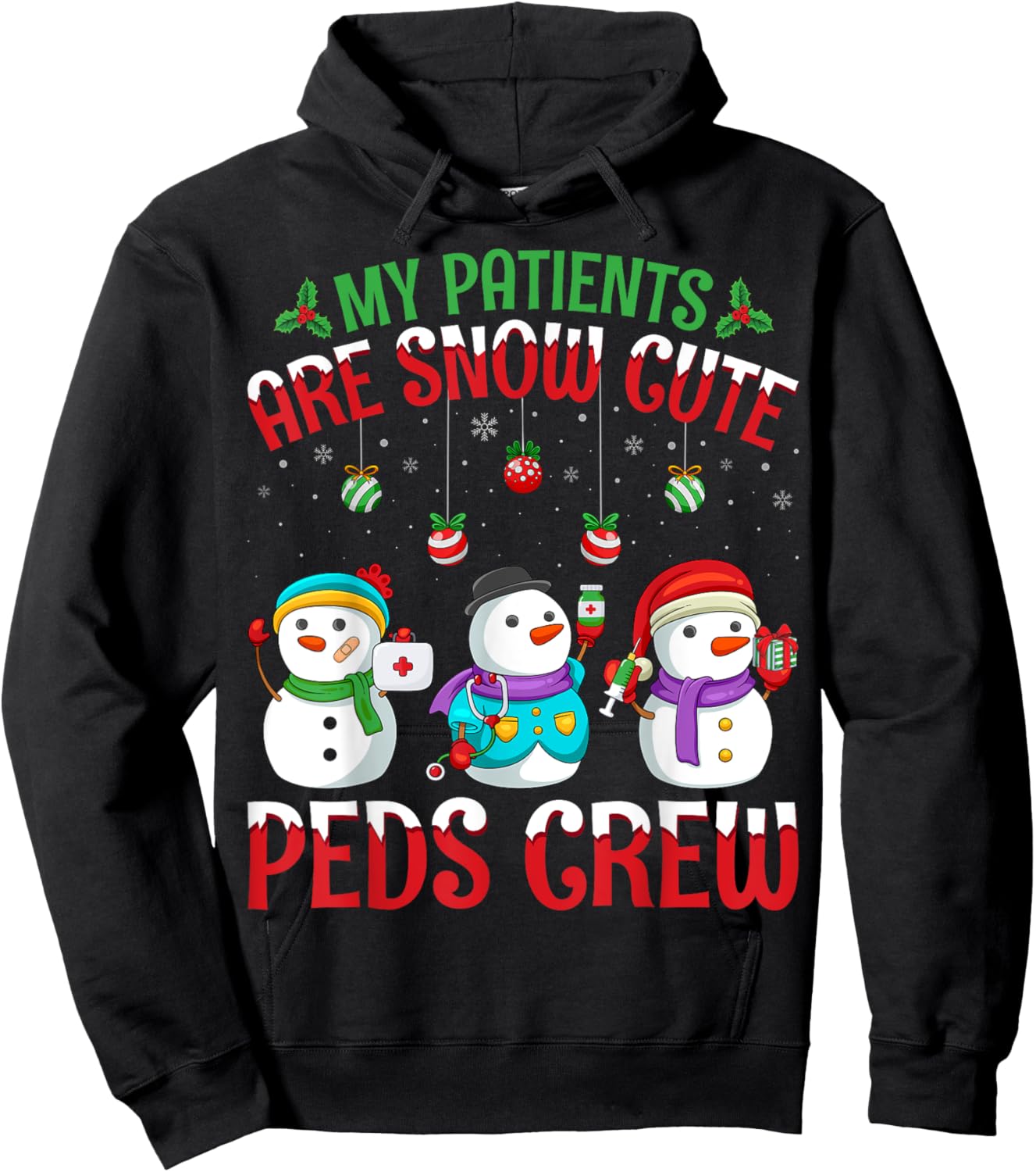 My Patients Are Snow PEDS Crew Pediatric Nurse Christmas Hoodie - Hoodie | Black