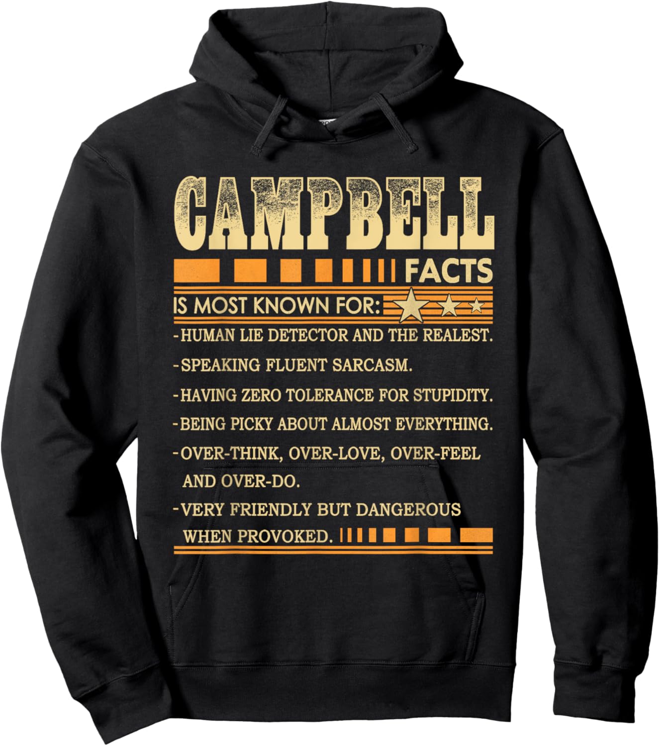 Campbell Name FACTS Shirt Funny Campbell Last Name Hoodie - Hoodie | Black