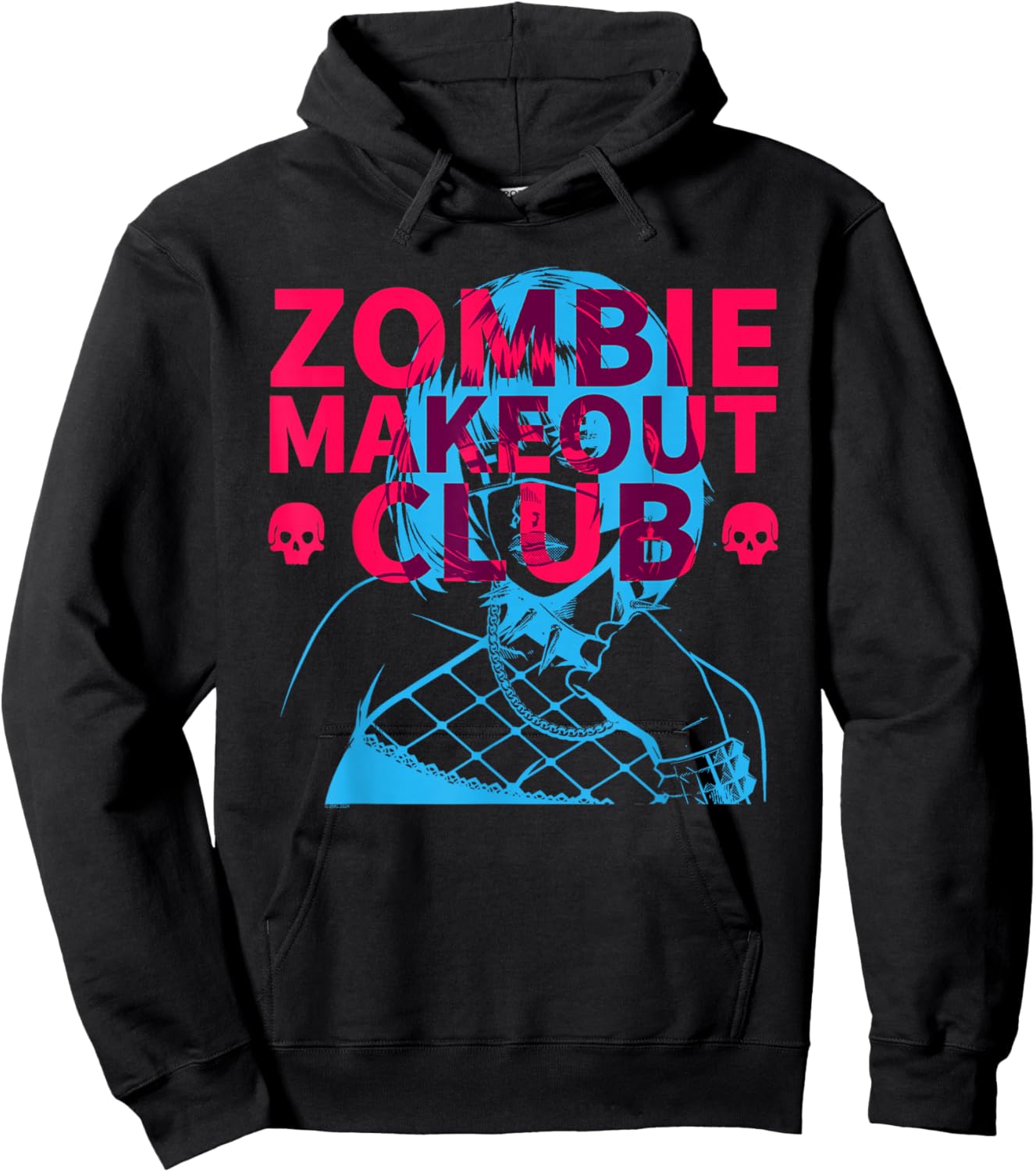 Zombie Makeout Club Punk Girl Overlap Hoodie - Hoodie | Black