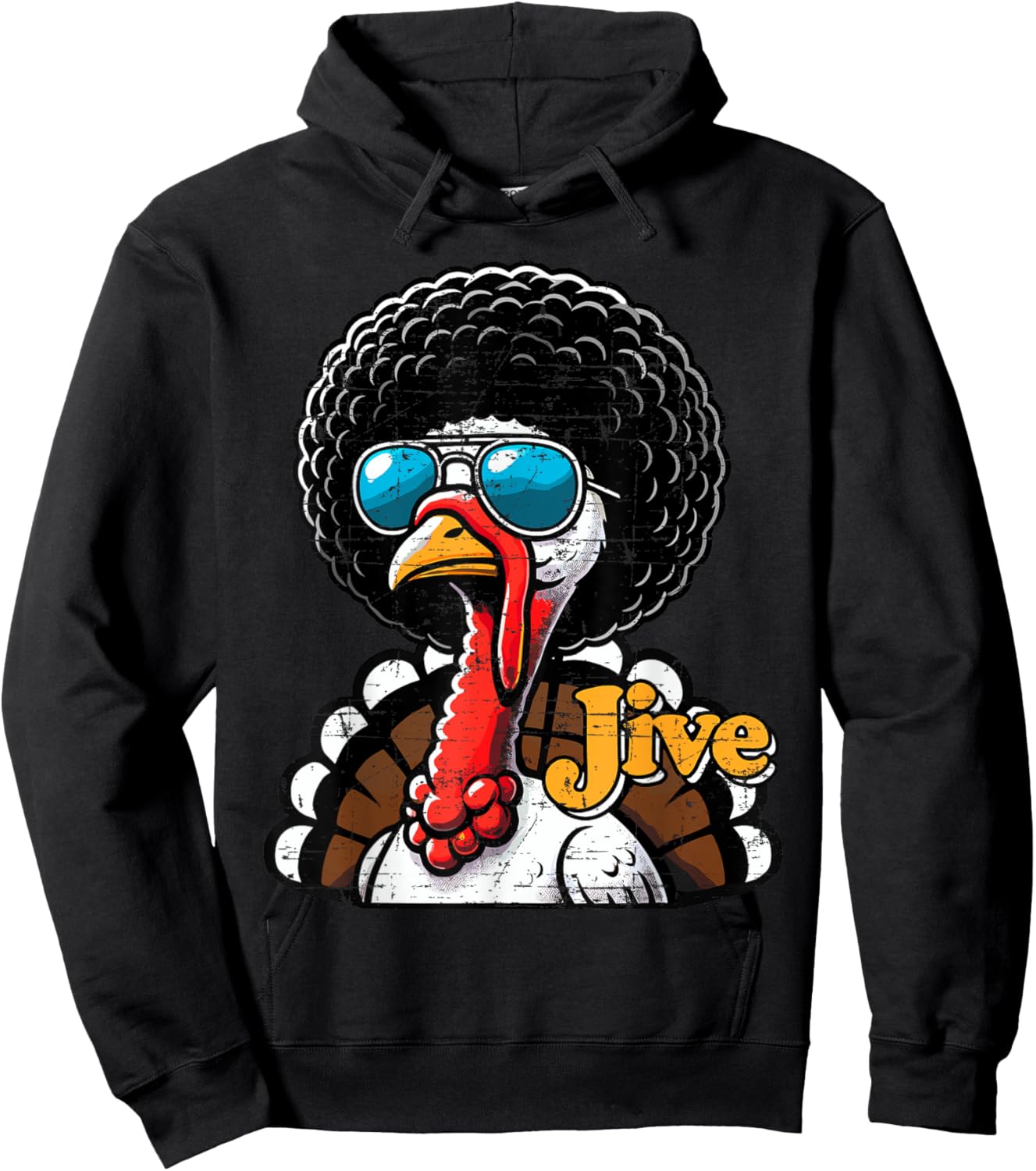 Vintage Funny Sunglasses Turkey Jive Thanksgiving Day Retro Hoodie - Hoodie | Black