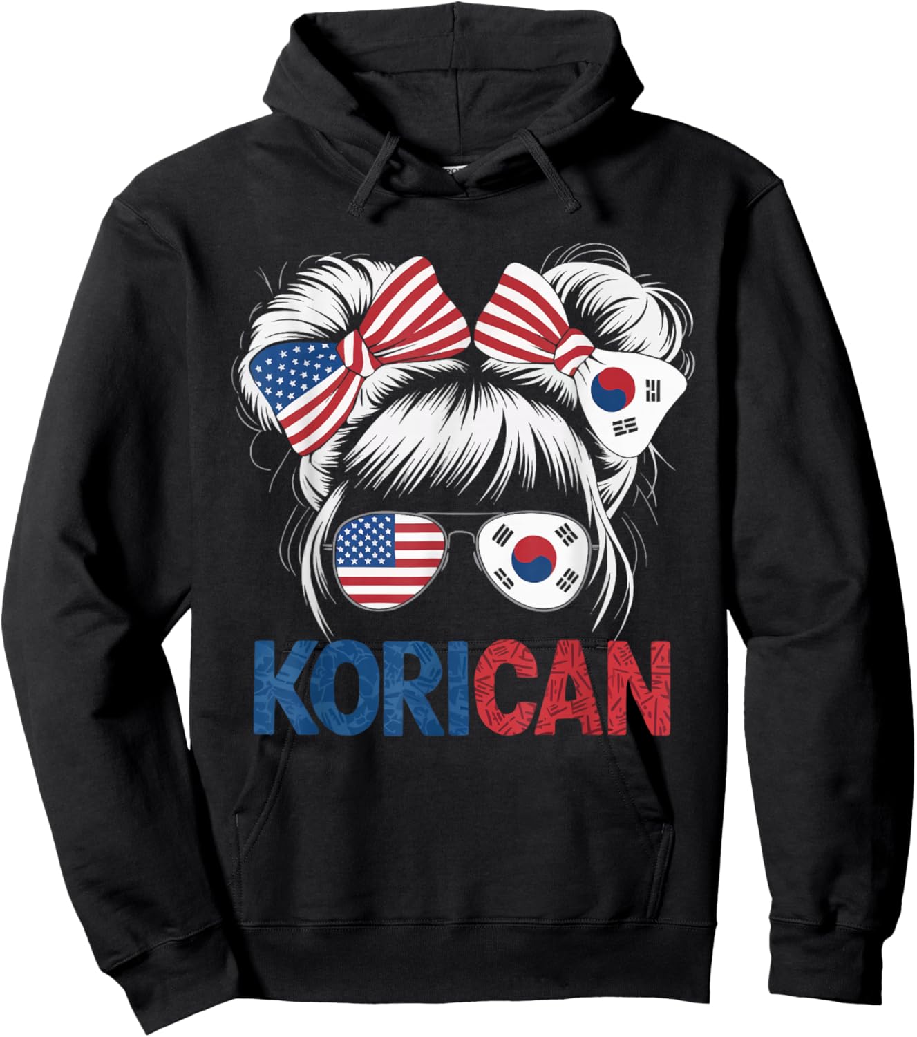 Half American Half Korean USA Flag South Korea America Hoodie - Hoodie | Black