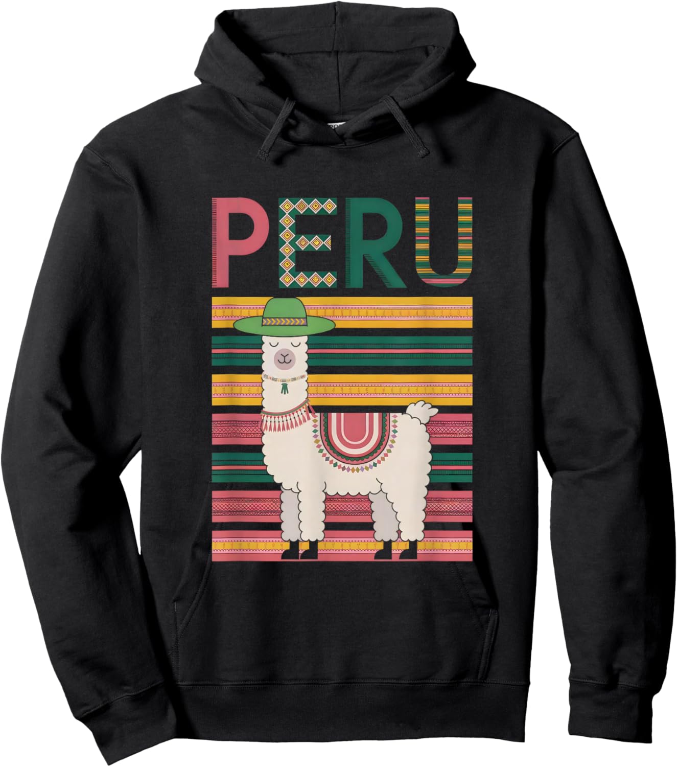 Cute Peruvian Llama from Peru - Fun Peru Design Hoodie - Hoodie | Black