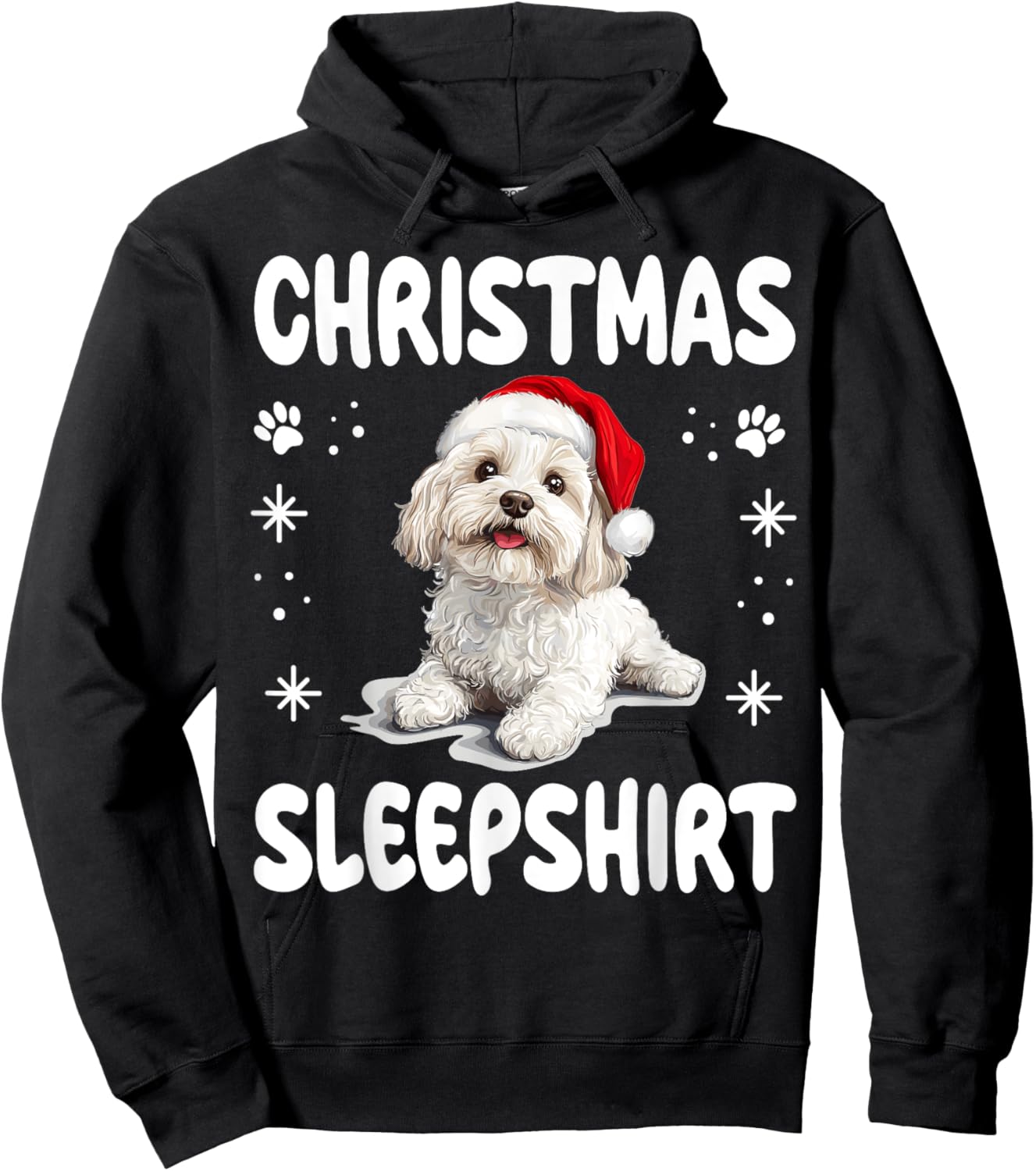 Bolognese dog Dog Nightgown Pajama Christmas Sleepshirt Hoodie - Hoodie | Black