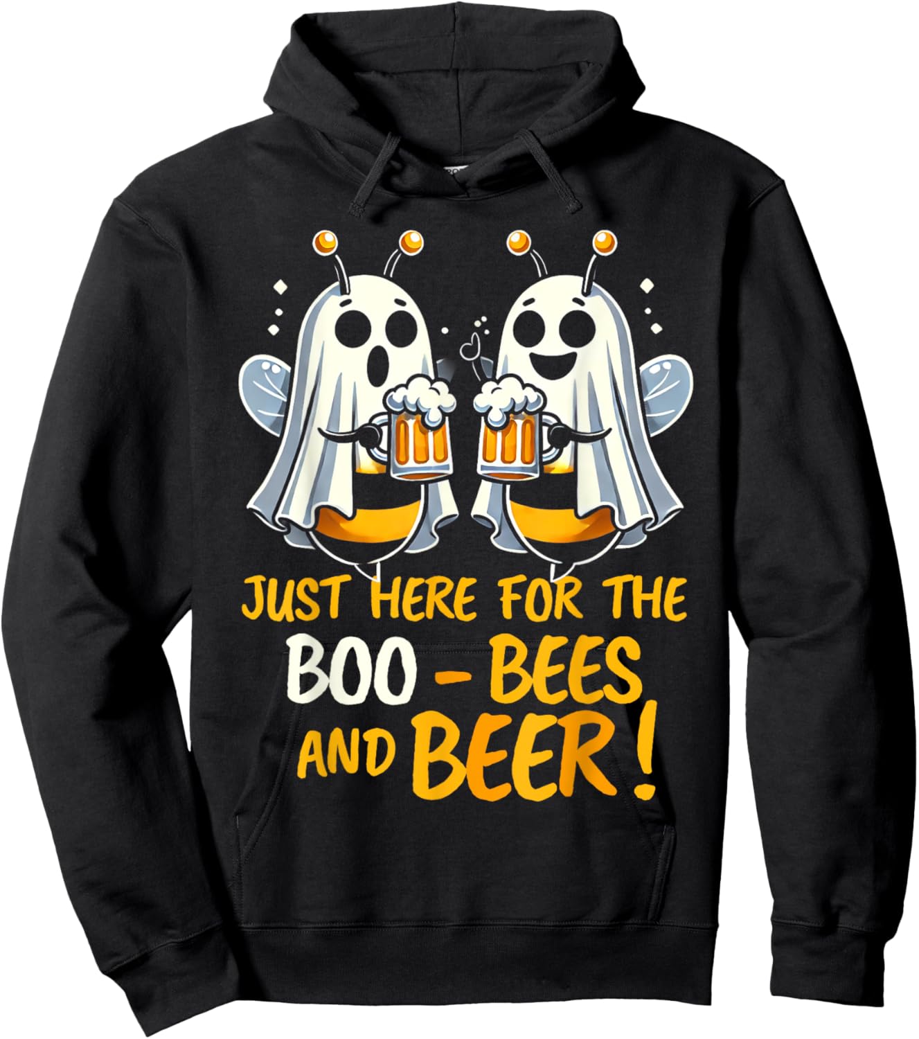 Just Here For The Boo Bees and Beer Halloween person men Hoodie - Hoodie | Black