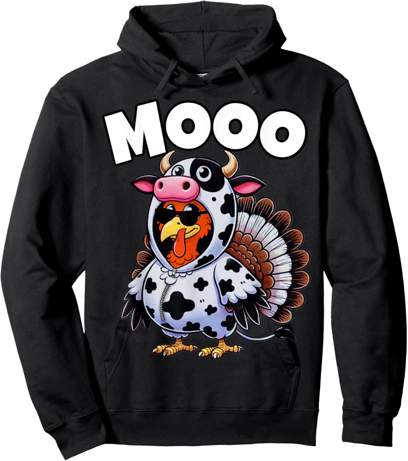 Funny Thanksgiving Turkey Outfit As Cow | Funny Thanksgiving Hoodie - Hoodie | Black