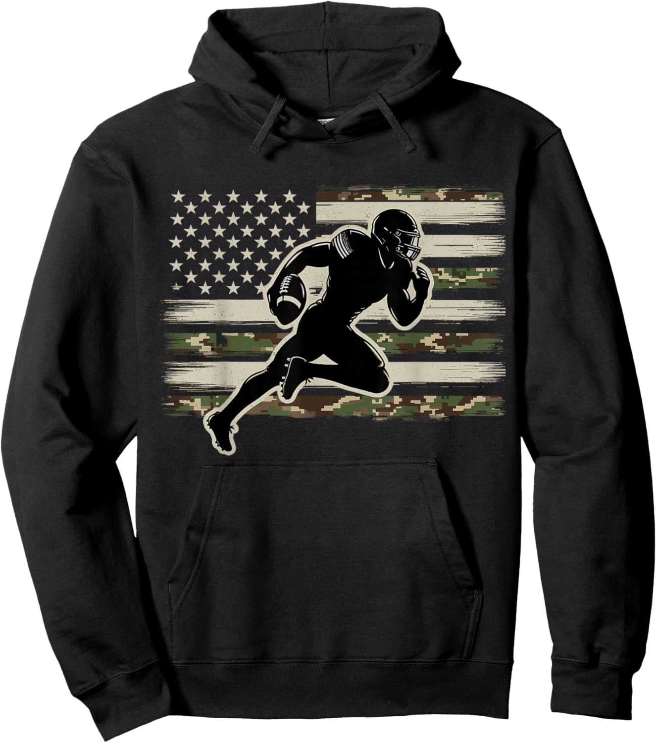Football Camo US Flag American Football Player Hoodie - Hoodie | Black